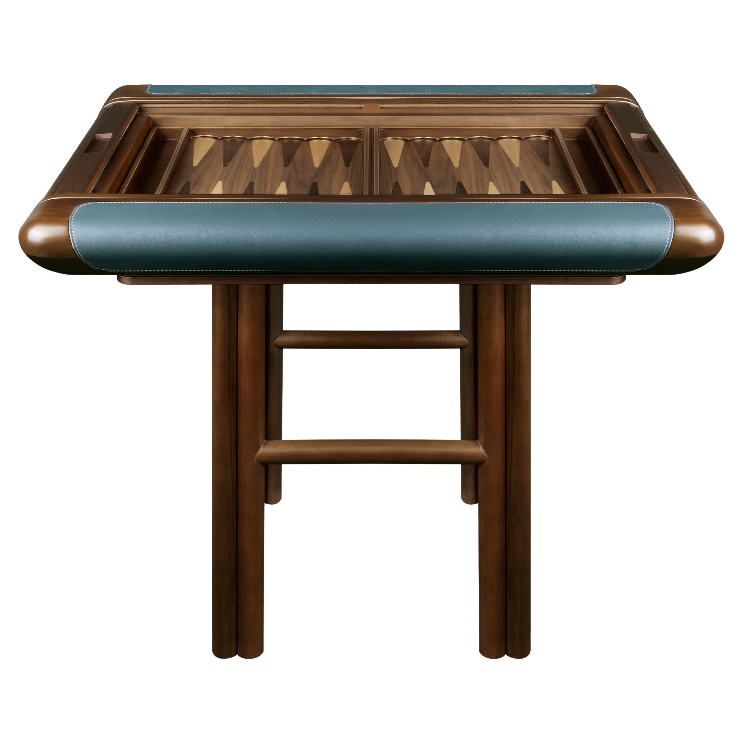 Jacoby Backgammon-Tisch aus Lederholz, handgefertigt in Portugal von Wood Tailors Club
