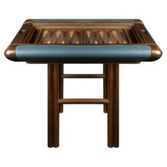 Jacoby Backgammon-Tisch aus Leder mit Intarsien aus Holz, 21. Jahrhundert