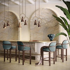 21st Century James Bar Chair Oak Cotton Velvet