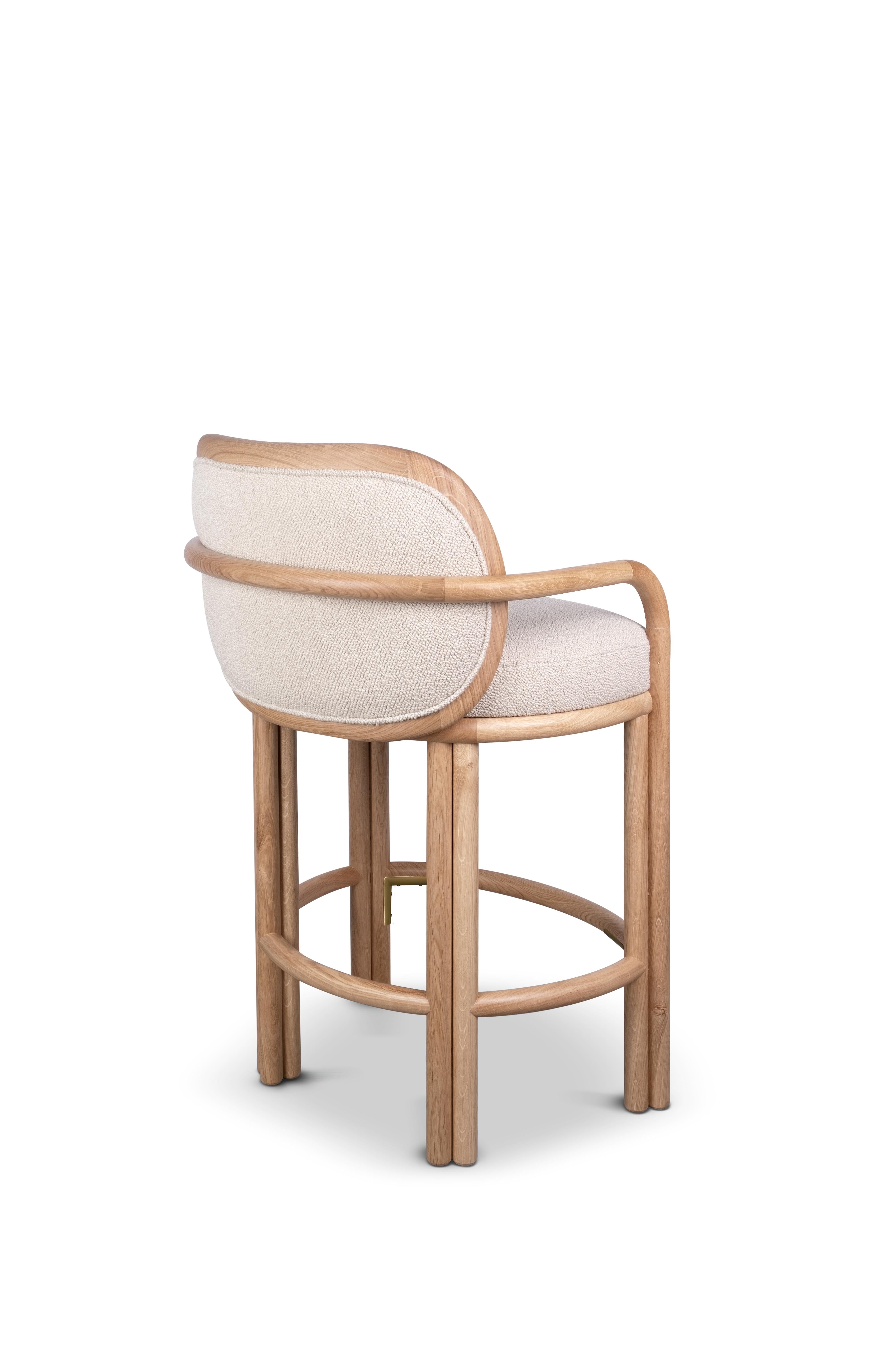 21st Century James Bar Chair Oak Cotton Velvet For Sale 1