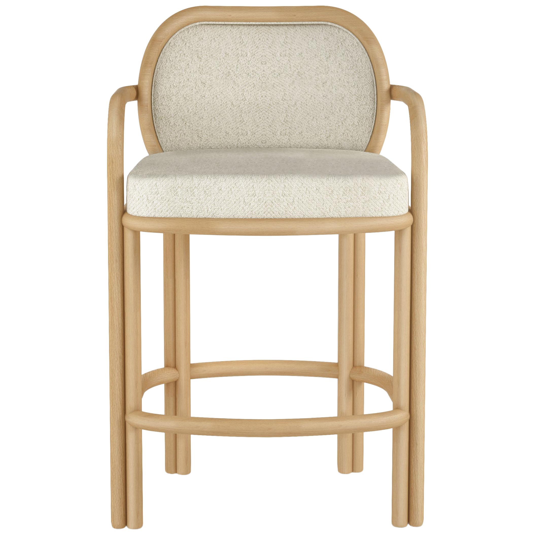 21st Century James Bar Chair Oak Cotton Velvet For Sale