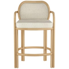 21st Century James Bar Chair Oak Cotton Velvet