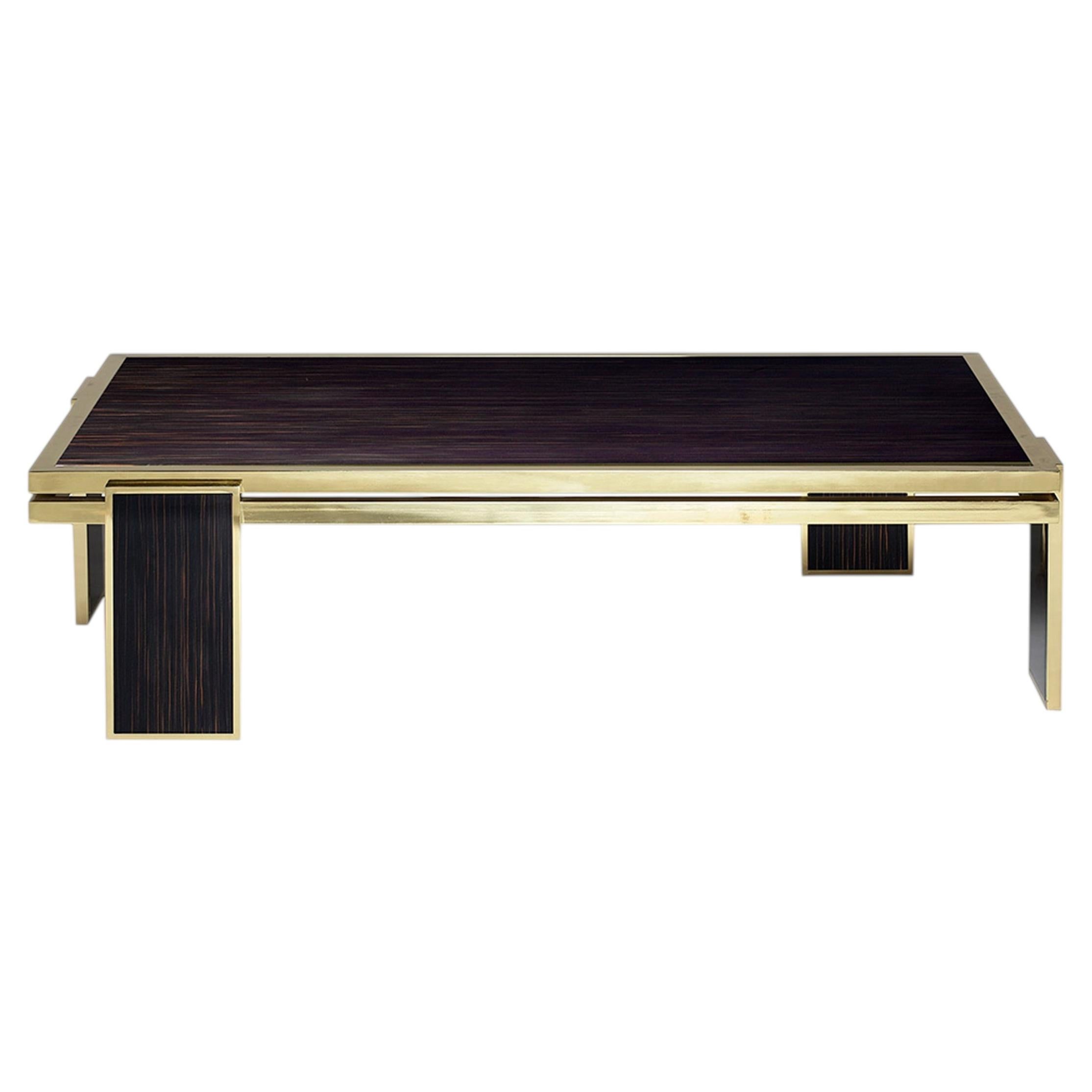 Table basse du XXIe siècle A James, en bois d'ébène et laiton, par Duistt