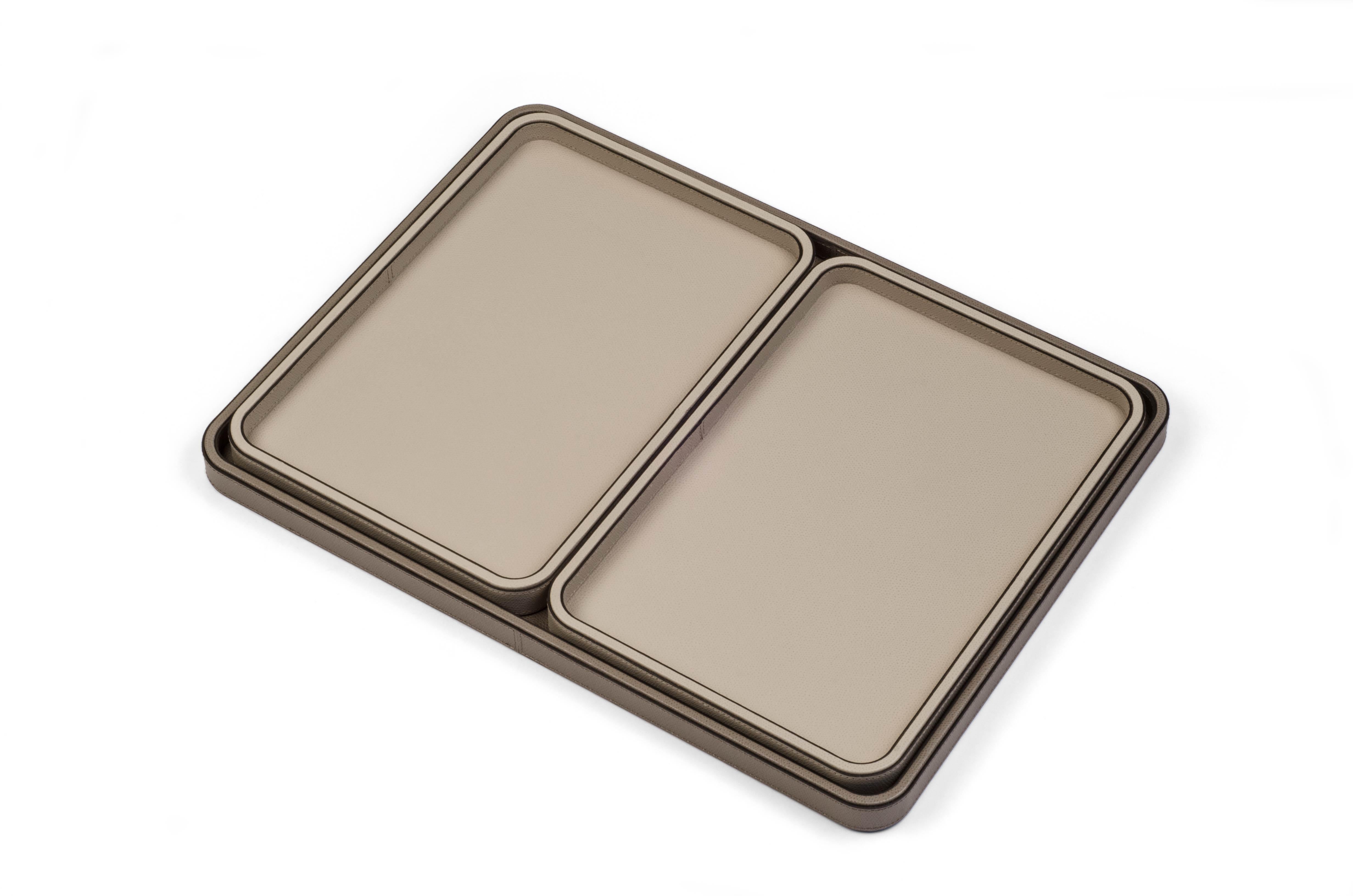 Hand-Crafted 21st Century Jane Serving Tray Handmade with Italian Leather For Sale