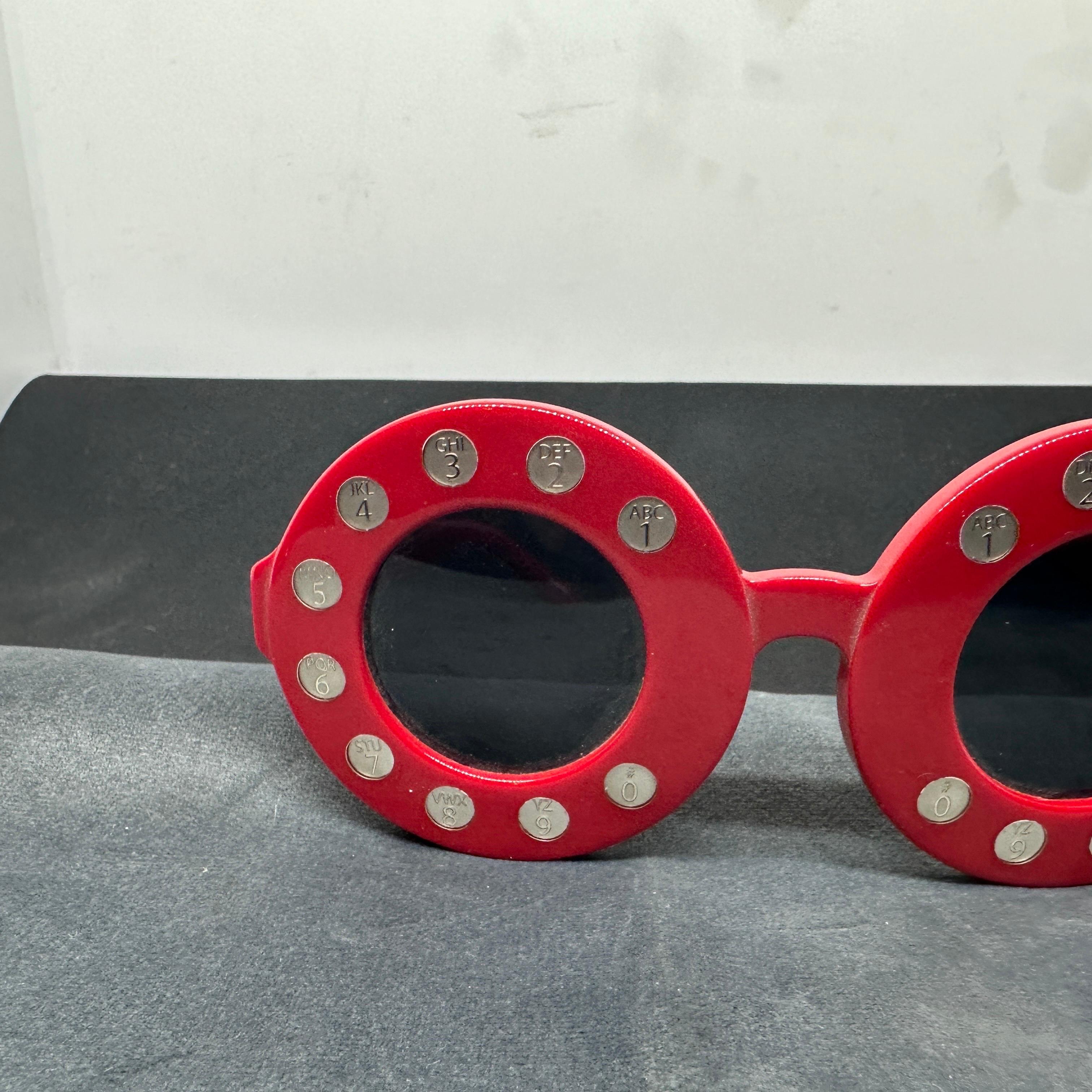 Red 21st Century Japanese  Old Telephone Design Oversized Sunglasses by Yazbukey