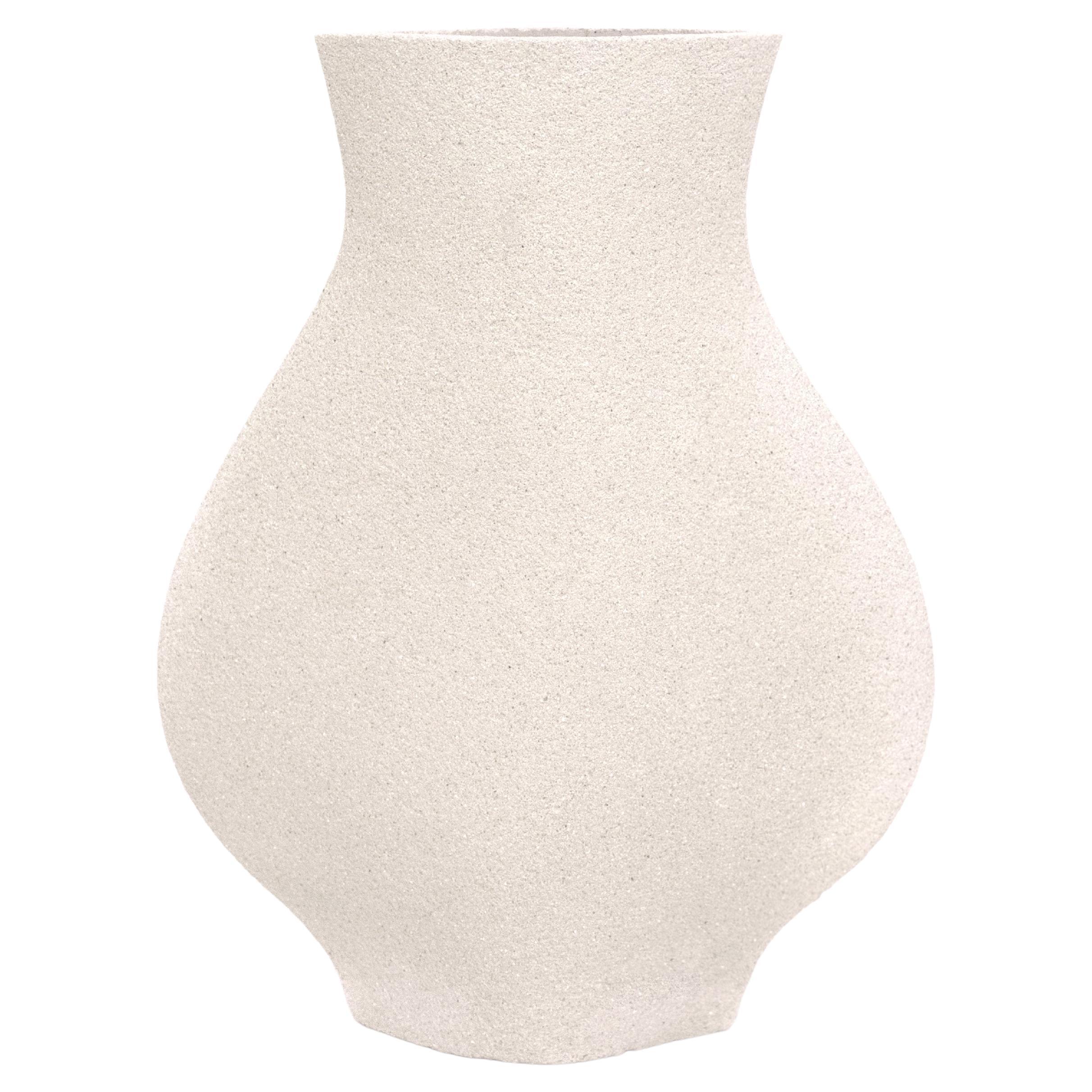 Vase en forme de jarre du 21e siècle en céramique blanche, fabriqué à la main en France