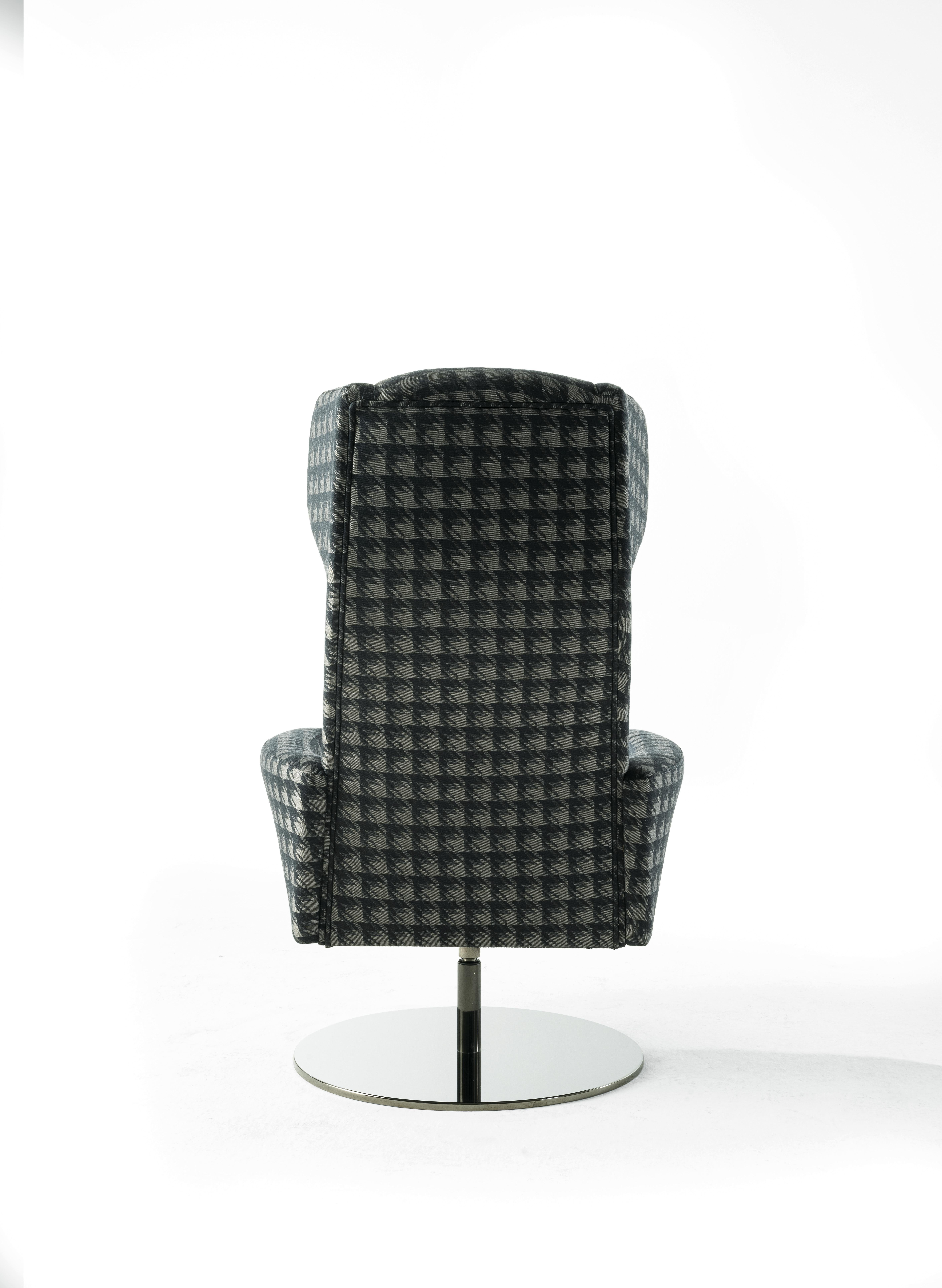21st Century JFK Armchair in Pied-de-Poule Grey by Gianfranco Ferré Home In New Condition For Sale In Cantù, Lombardia