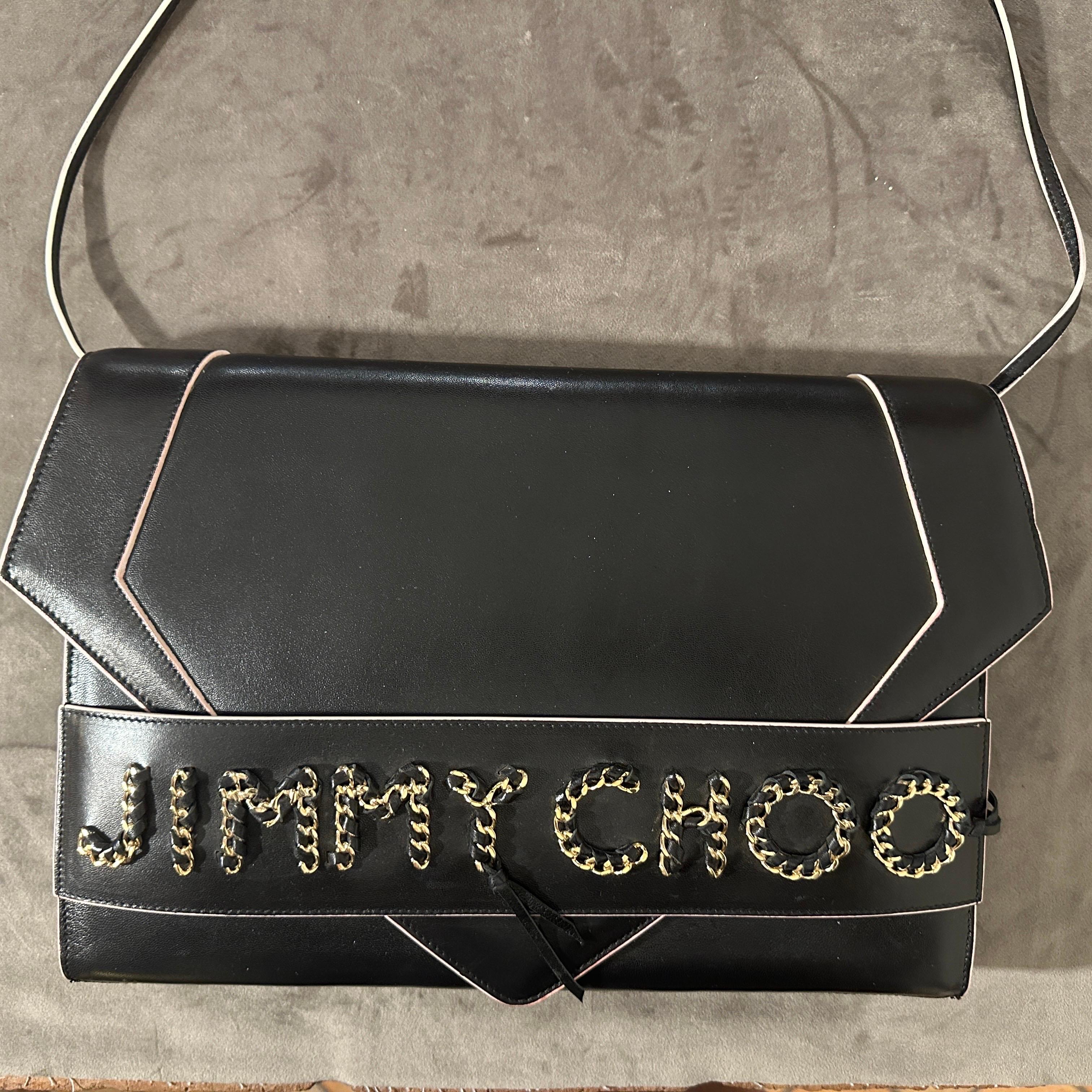 21st Century Jimmy Choo Black Leather Crossbody Bag For Sale 3