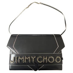 21e siècle Jimmy Choo Sac à bandoulière en cuir noir