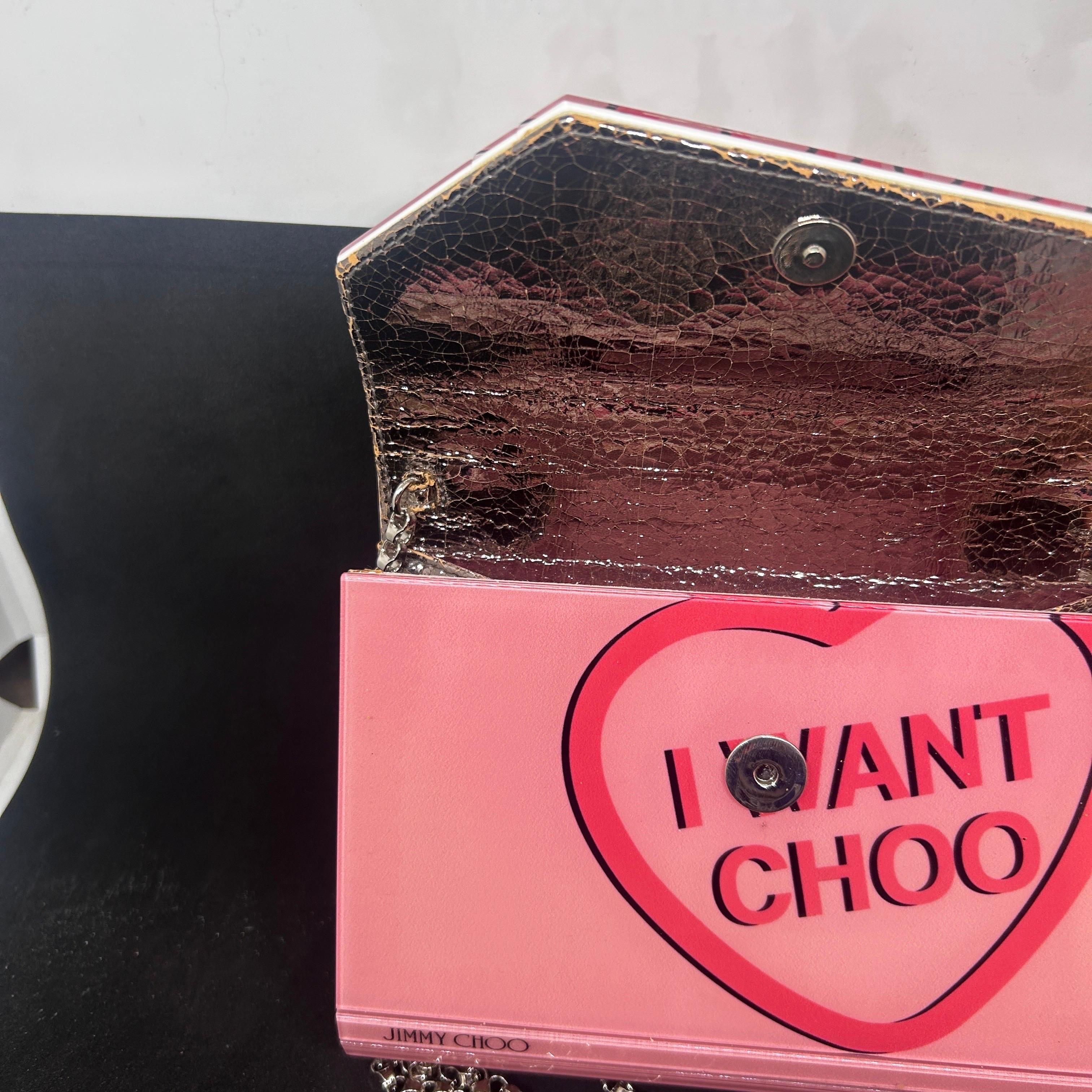 21st Century Jimmy Choo  Pink Heart Acrylic Clutch Bag For Sale 1