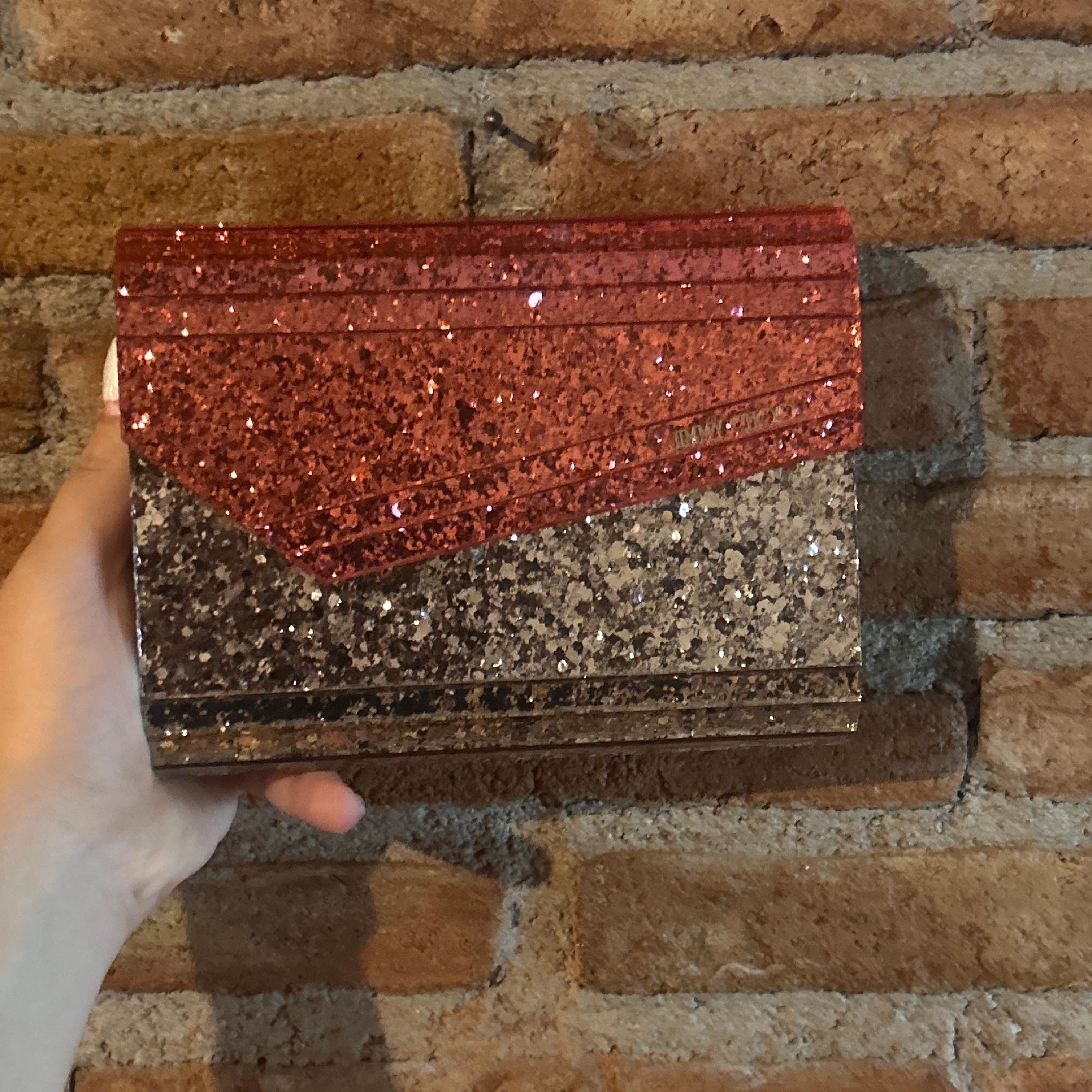 21st Century Jimmy Choo Sparkling Pink and Silver Clutch Bag For Sale 6