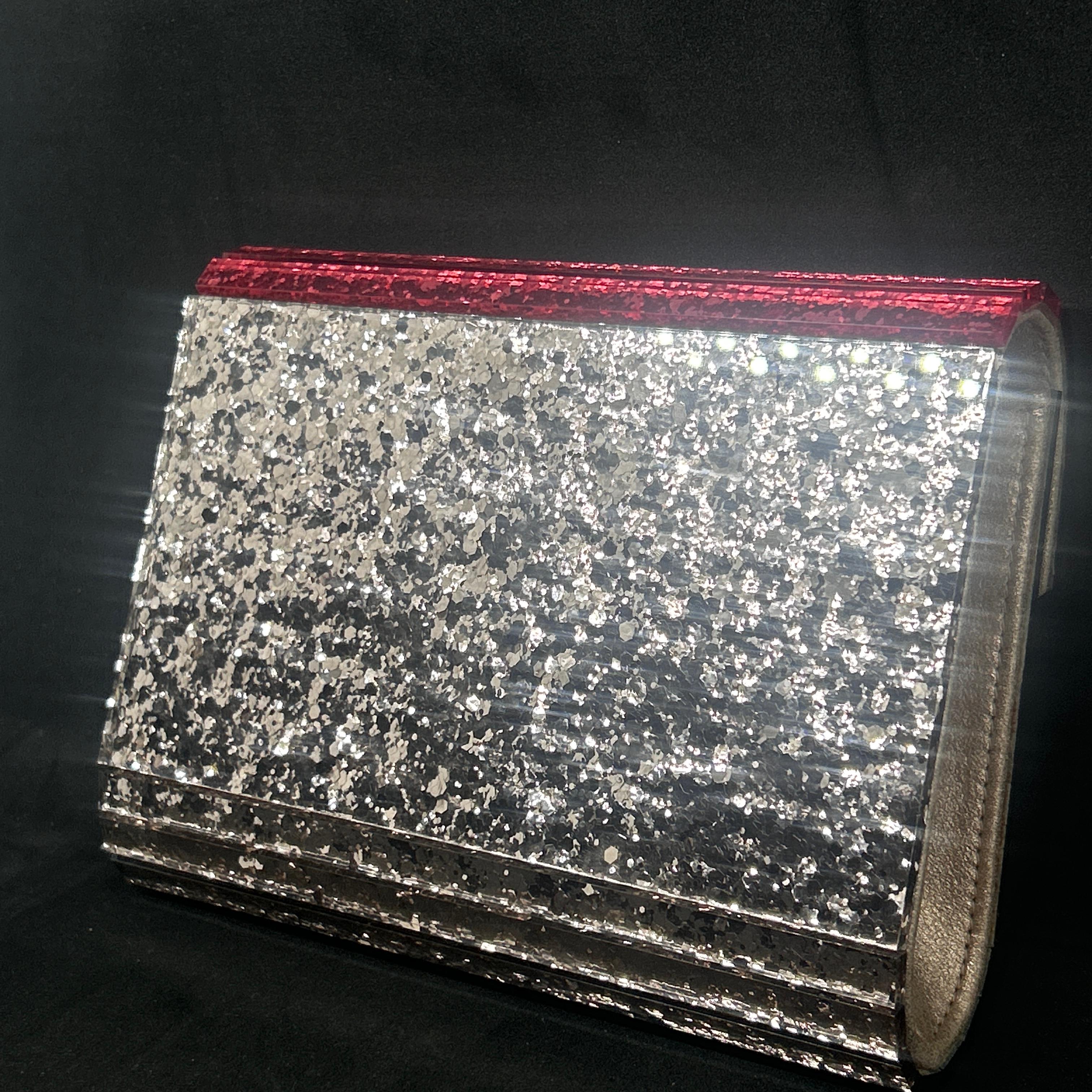 21st Century Jimmy Choo Sparkling Pink and Silver Clutch Bag For Sale 1