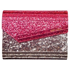 Bolso de mano rosa y plateado brillante Jimmy Choo del siglo XXI