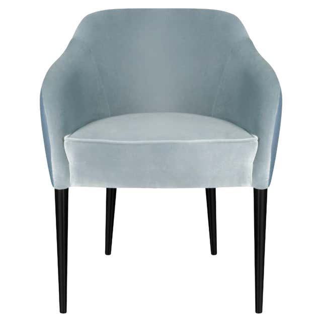 21st Century Kim Armchair Cotton Velvet Walnut Wood Legs For Sale at ...