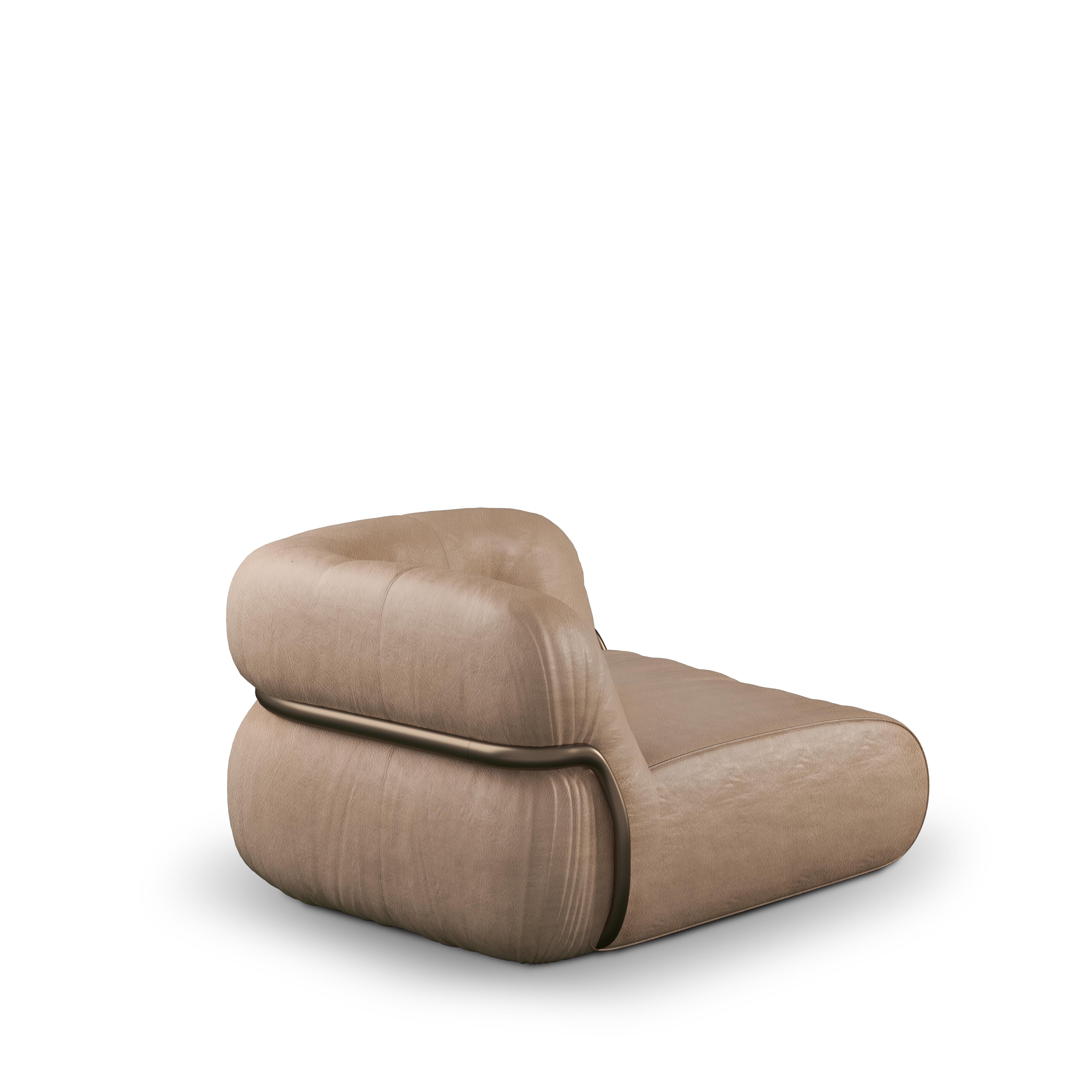 Portuguese 21st Century Joshua Modular Sofa 3 Seats Genuine Leather For Sale