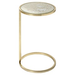 21st Century Julia Side Table in Polished Brass and Antique Mirror