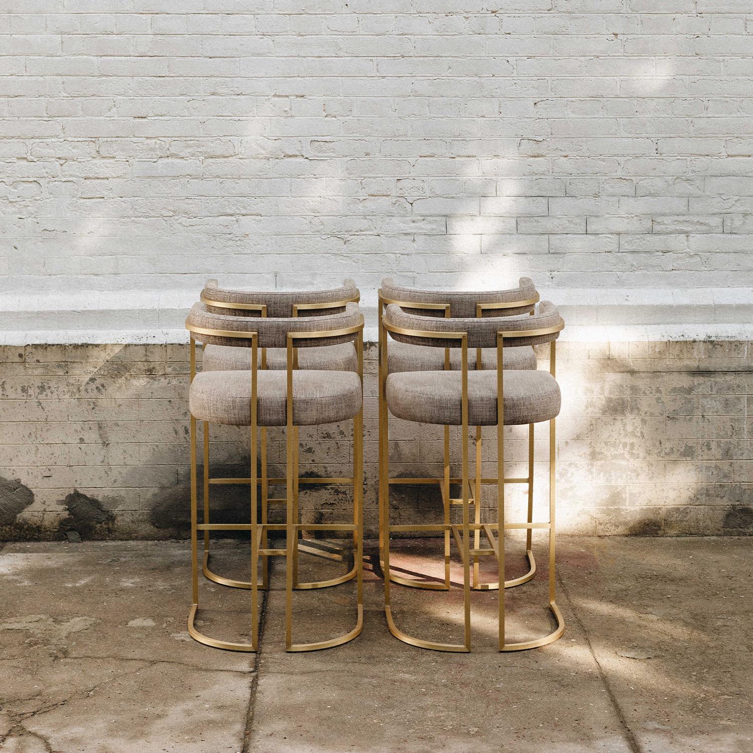 Julius Bar Stool, Brass Structure, Handcrafted in Portugal by Duistt In New Condition For Sale In Leça da Palmeira, PT