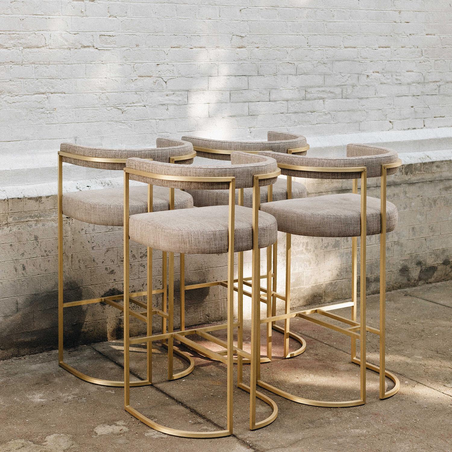 Contemporary Julius Bar Stool, Brass Structure, Handcrafted in Portugal by Duistt For Sale