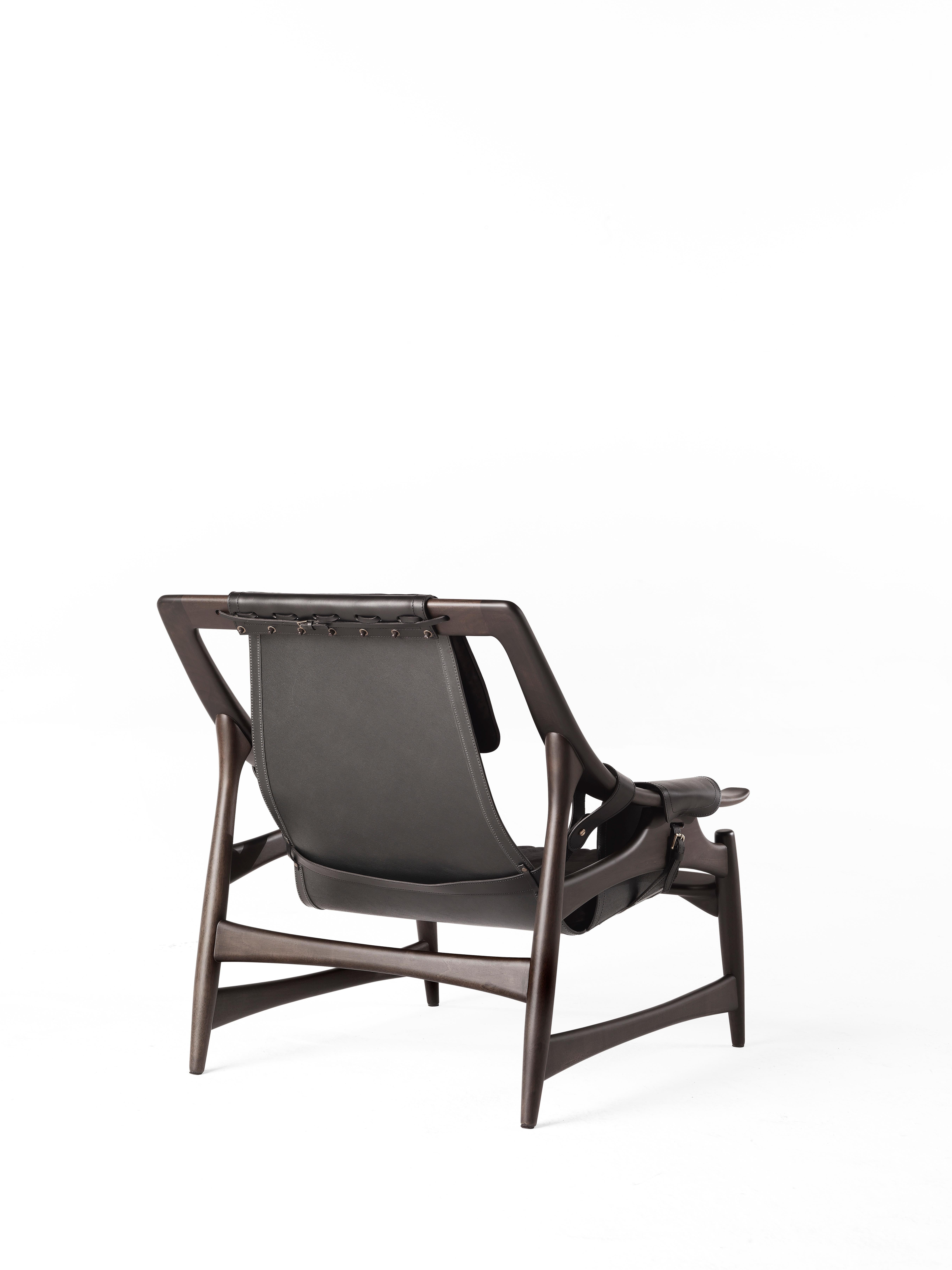 Kalamaja Sessel aus schwarzem Leder für das 21. Jahrhundert von Gianfranco Ferré Home (Moderne) im Angebot