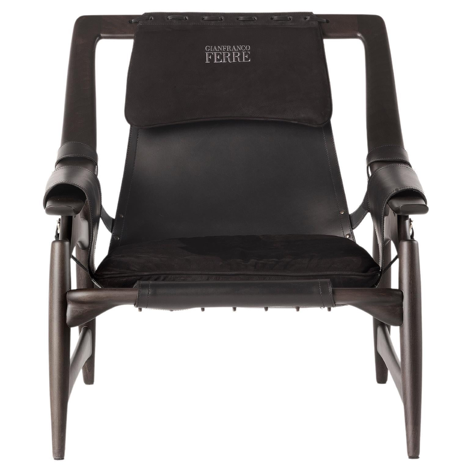 Kalamaja Sessel aus schwarzem Leder für das 21. Jahrhundert von Gianfranco Ferré Home im Angebot