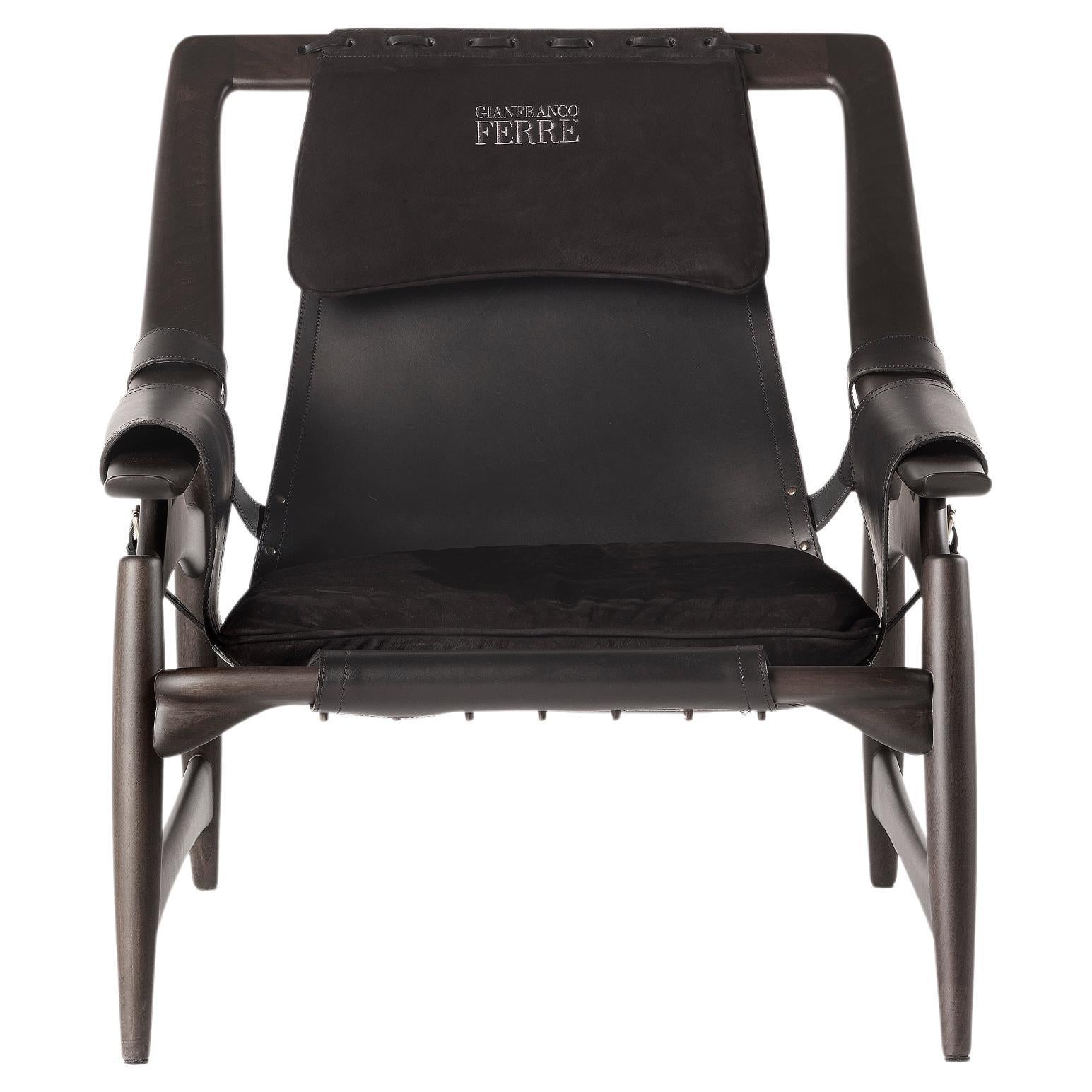 21st Century Kalamaja Armchair in Black Leather by Gianfranco Ferré Home