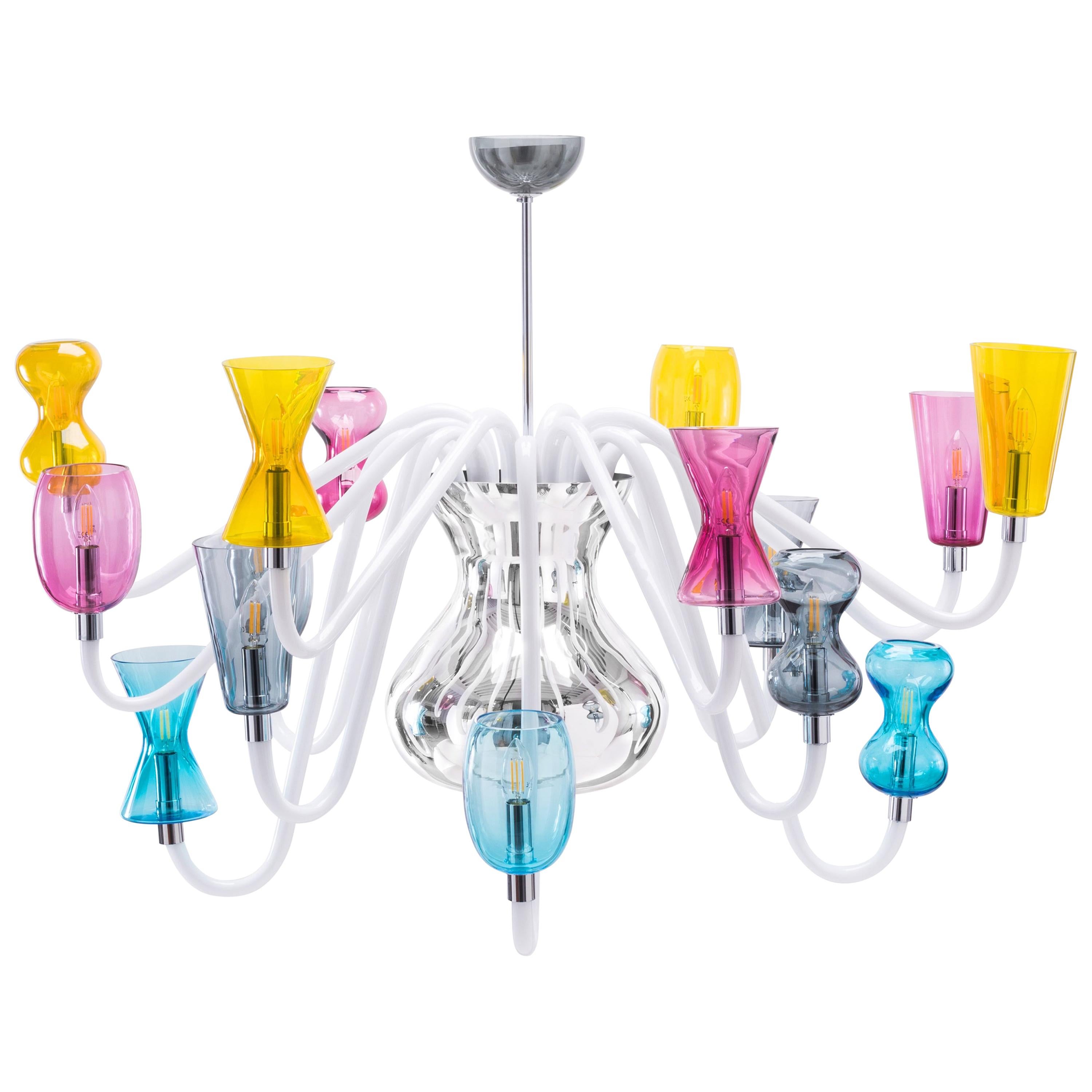 21st Century Karim Rashid Chandelier 12-Light Murano Glass Various Colors