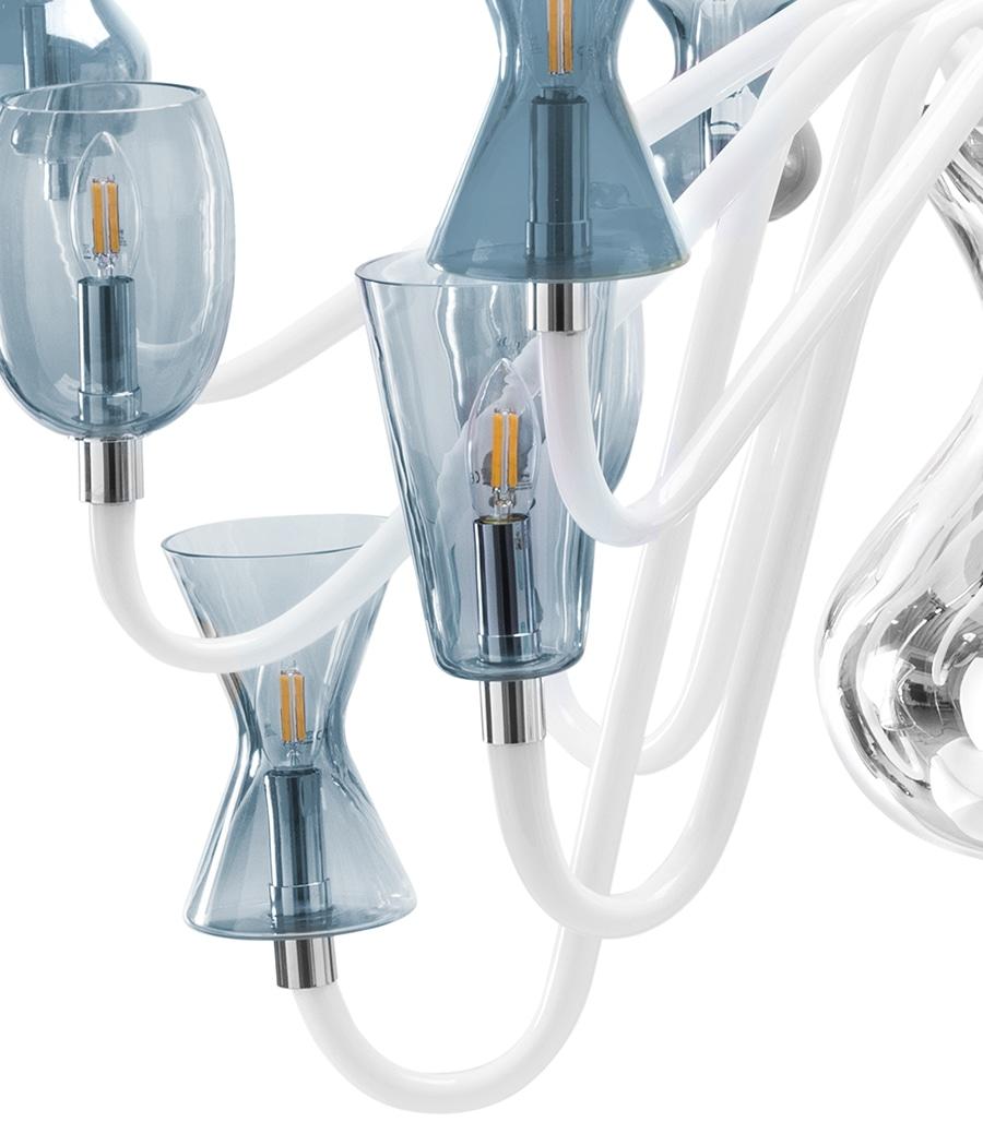 21° secolo Karim Rashid Lampadario 8 luci in vetro di Murano Vari colori in vendita 3