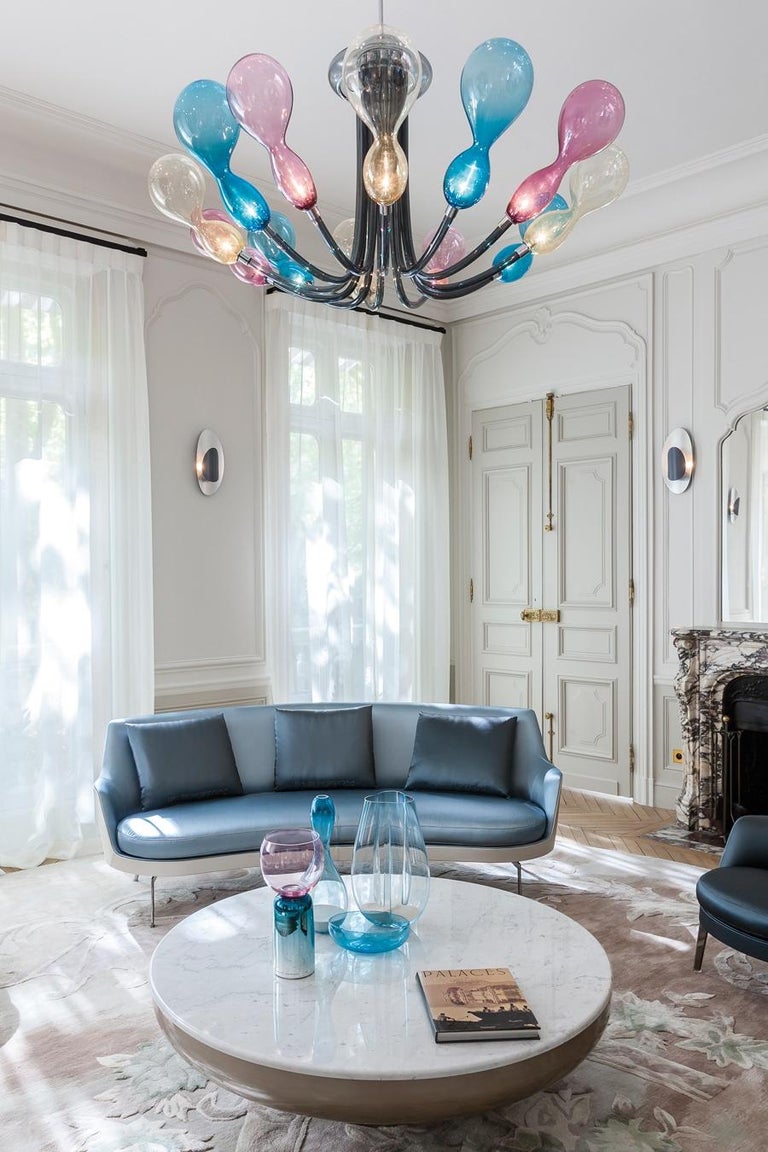 Contemporary 21st Century Karim Rashid Chandelier 8-Light Murano Glass Various Colors For Sale