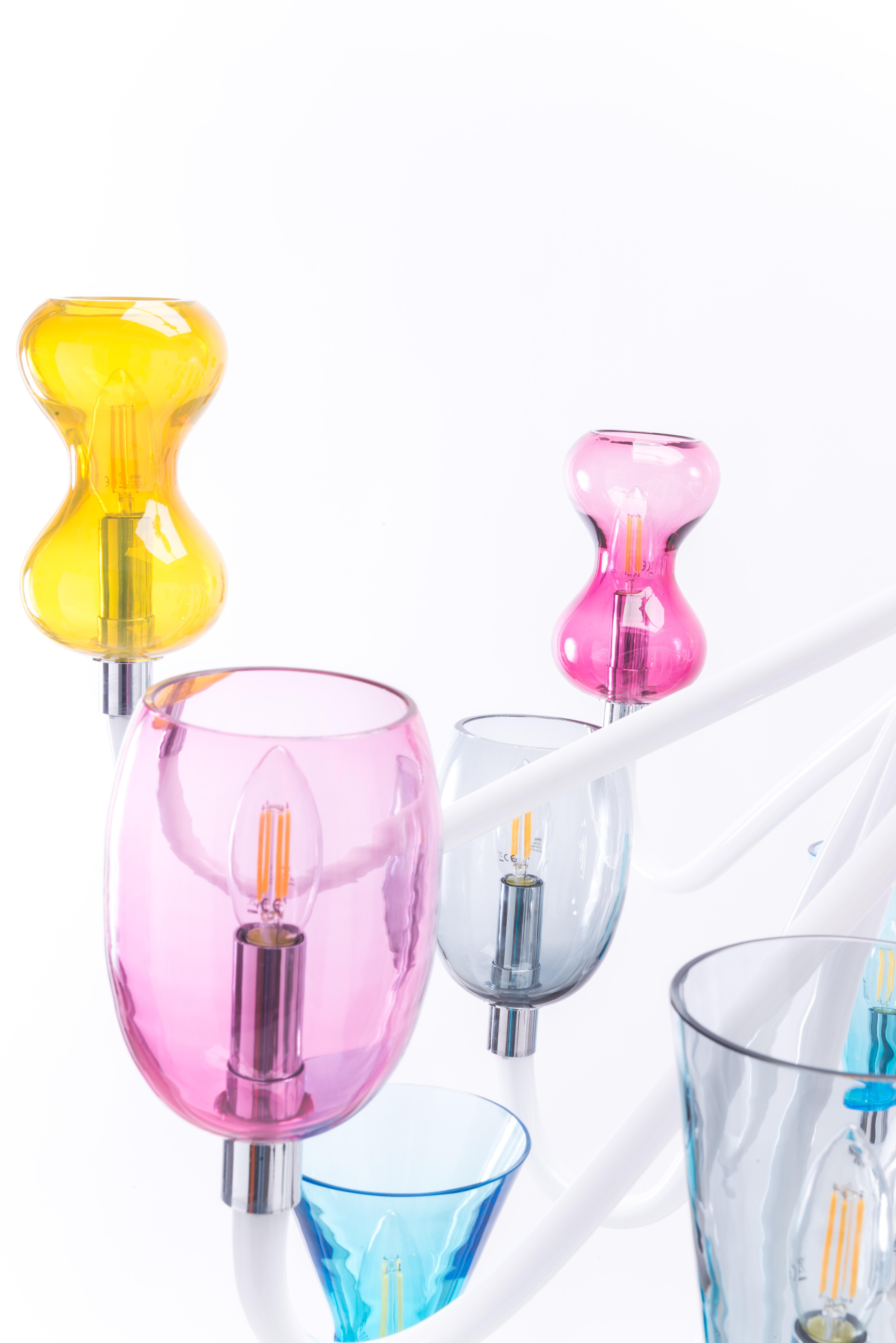 21. Jahrhundert Karim Rashid Kronleuchter 8-Light Murano Glas Various Colors (21. Jahrhundert und zeitgenössisch) im Angebot