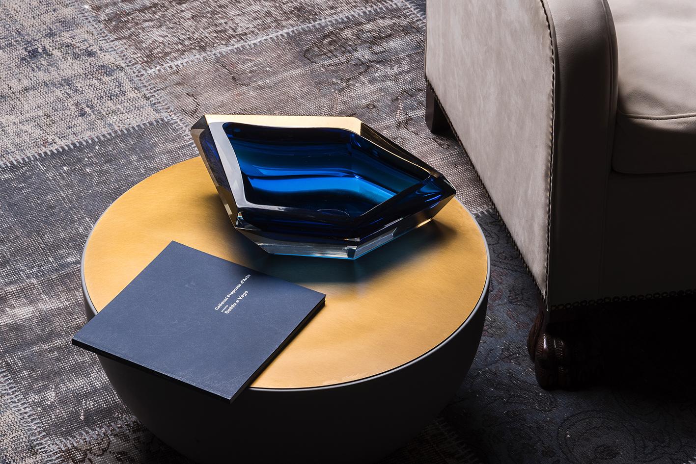 Modern 21st Century Karim Rashid Large Bowl Murano Glass Blue For Sale