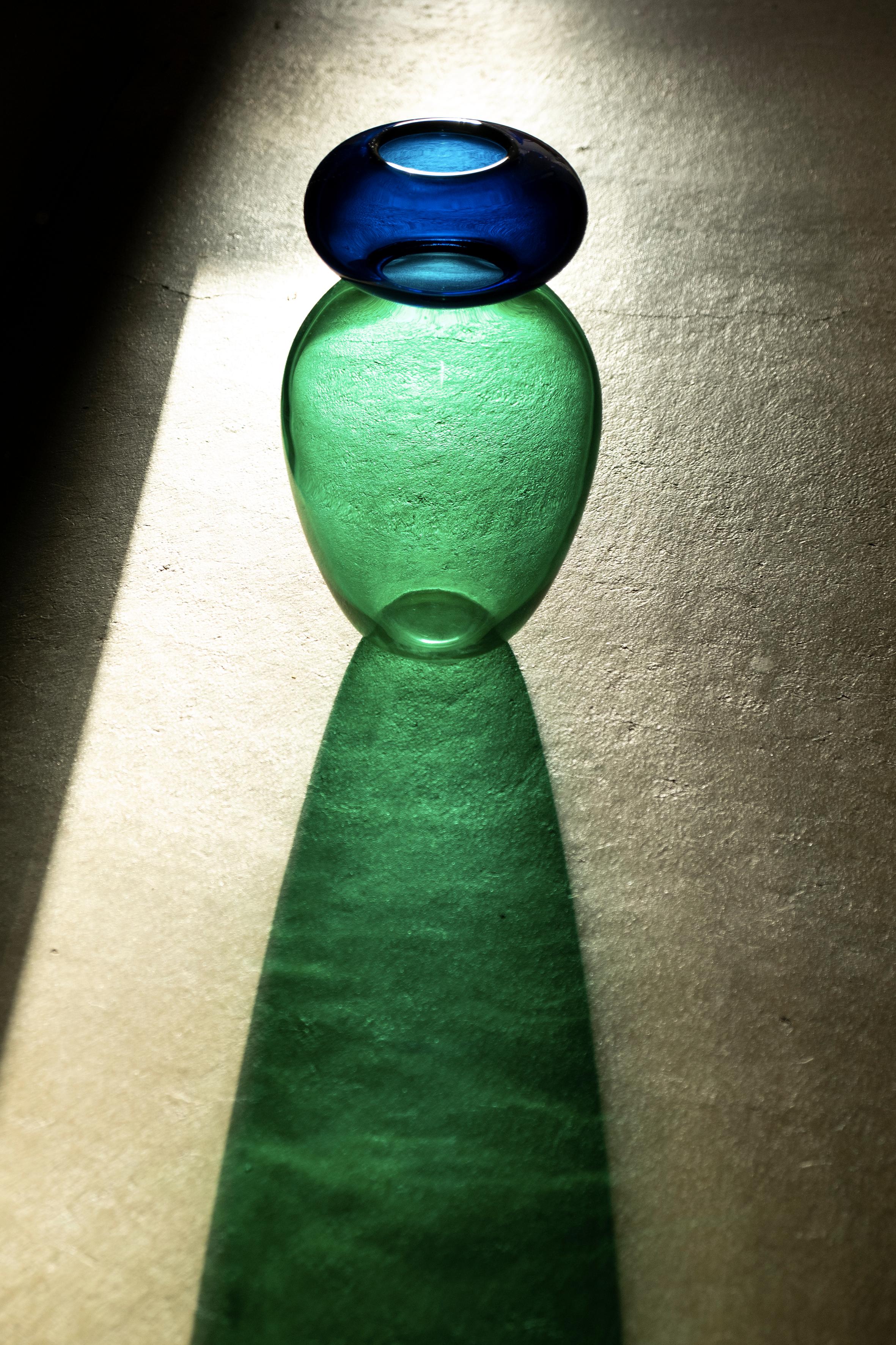 Italian 21st Century Karim Rashid Queen Vase Murano Glass Green - Ocean Blue  For Sale