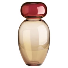 Vintage 21st Century Karim Rashid Queen Vase Murano Glass Honey and Oriental Red