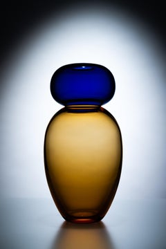 21st Century Karim Rashid Queen Vase Murano Glass Honey, Ocean Blue