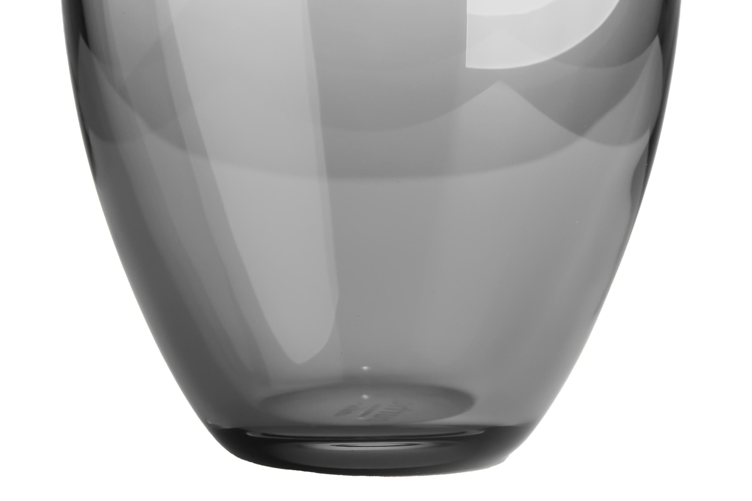 Modern 21st Century Karim Rashid Queen Vase Murano Glass Steel Grey and Emerald Green For Sale
