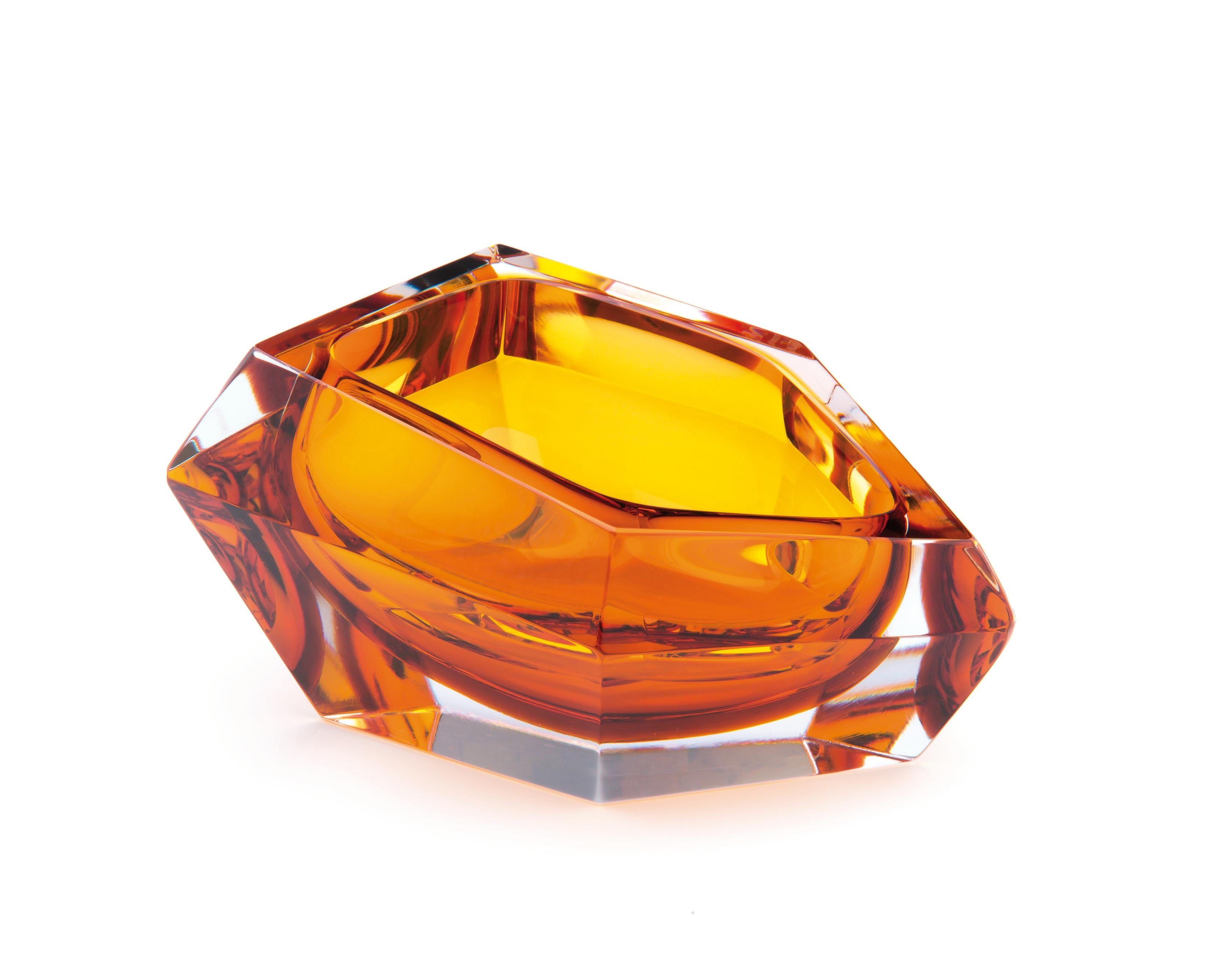 Siglo XXI Karim Rashid Cuenco pequeño de cristal de Murano Ámbar Moderno en venta