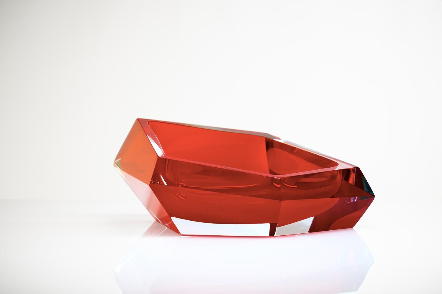 Modern 21st Century Karim Rashid Small Bowl Murano Glass Red For Sale