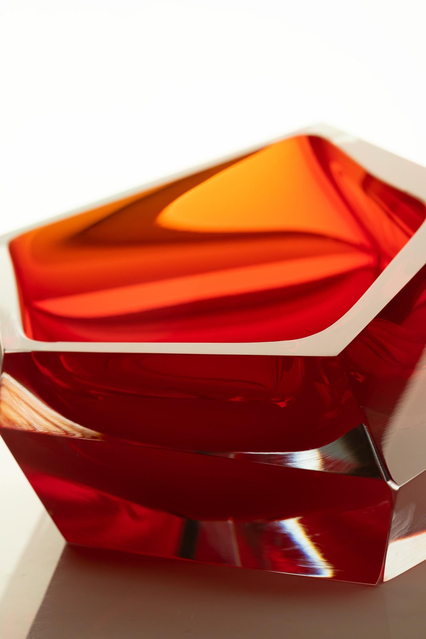 Italian 21st Century Karim Rashid Small Bowl Murano Glass Red For Sale