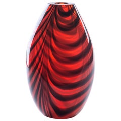 21st Century Karim Rashid Knight Vase Murano Glass Red and Black