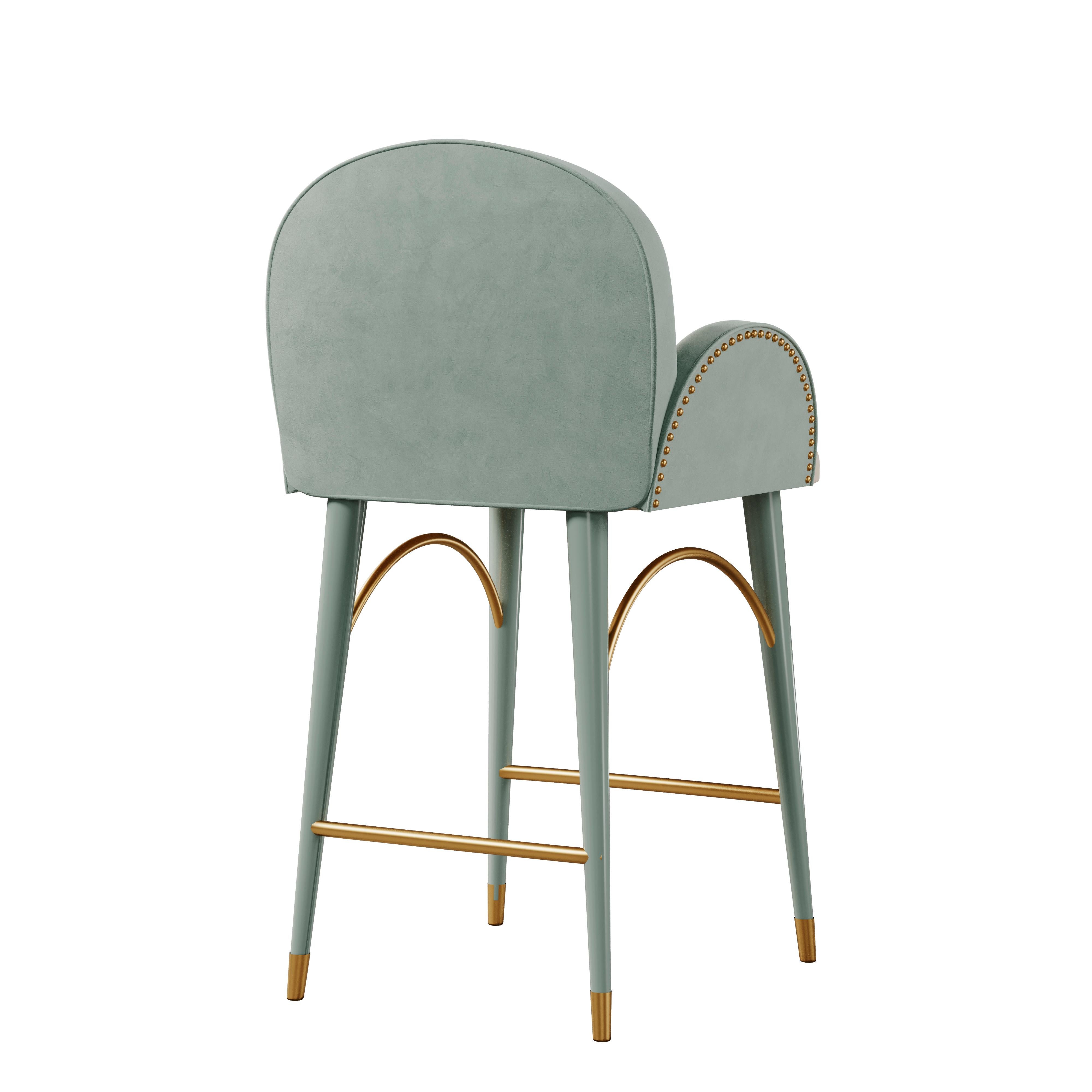 Contemporary 21st Century Karin Bar Chair Cotton Velvet For Sale