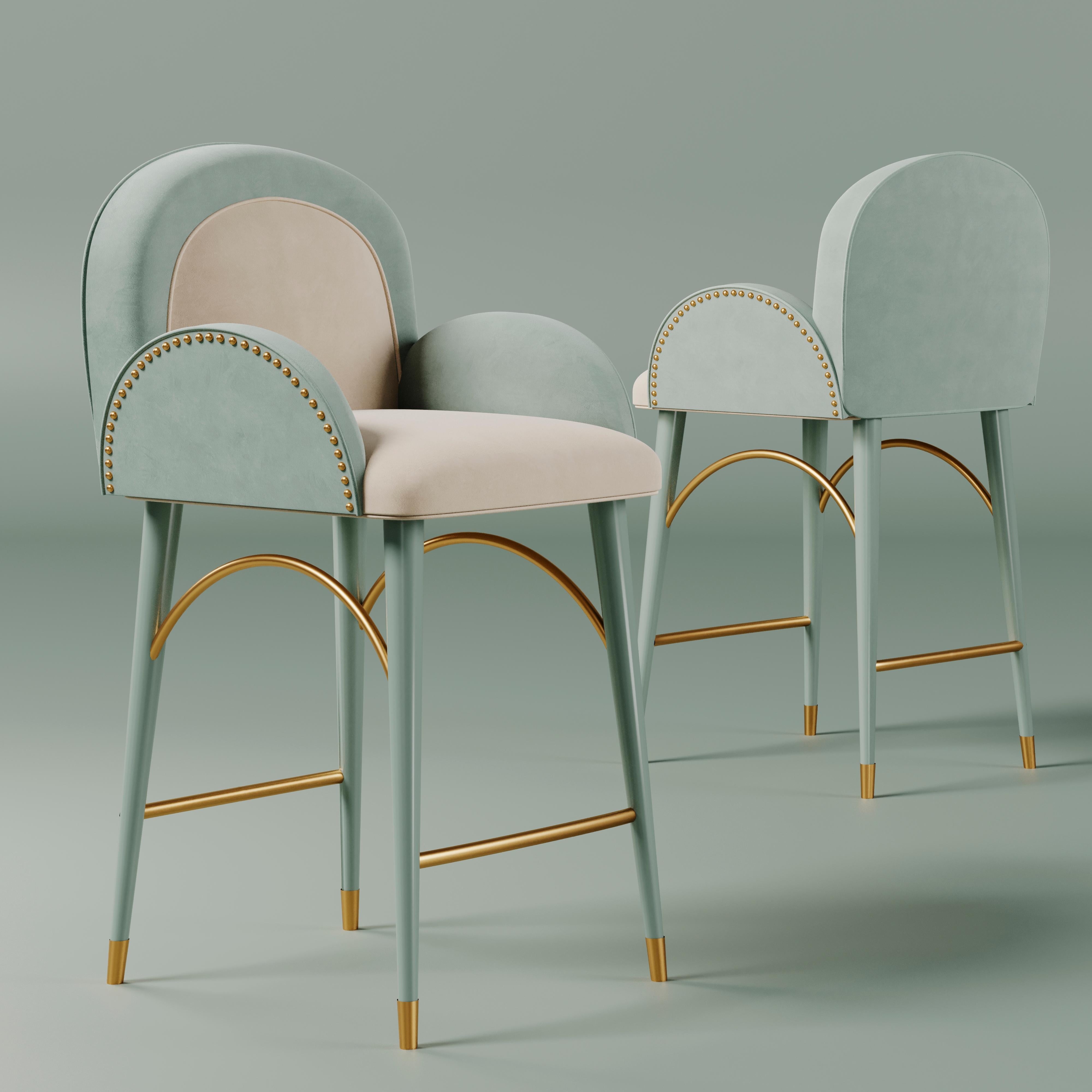 21st Century Karin Bar Chair Cotton Velvet Made in Portugal by Ottiu For Sale 2