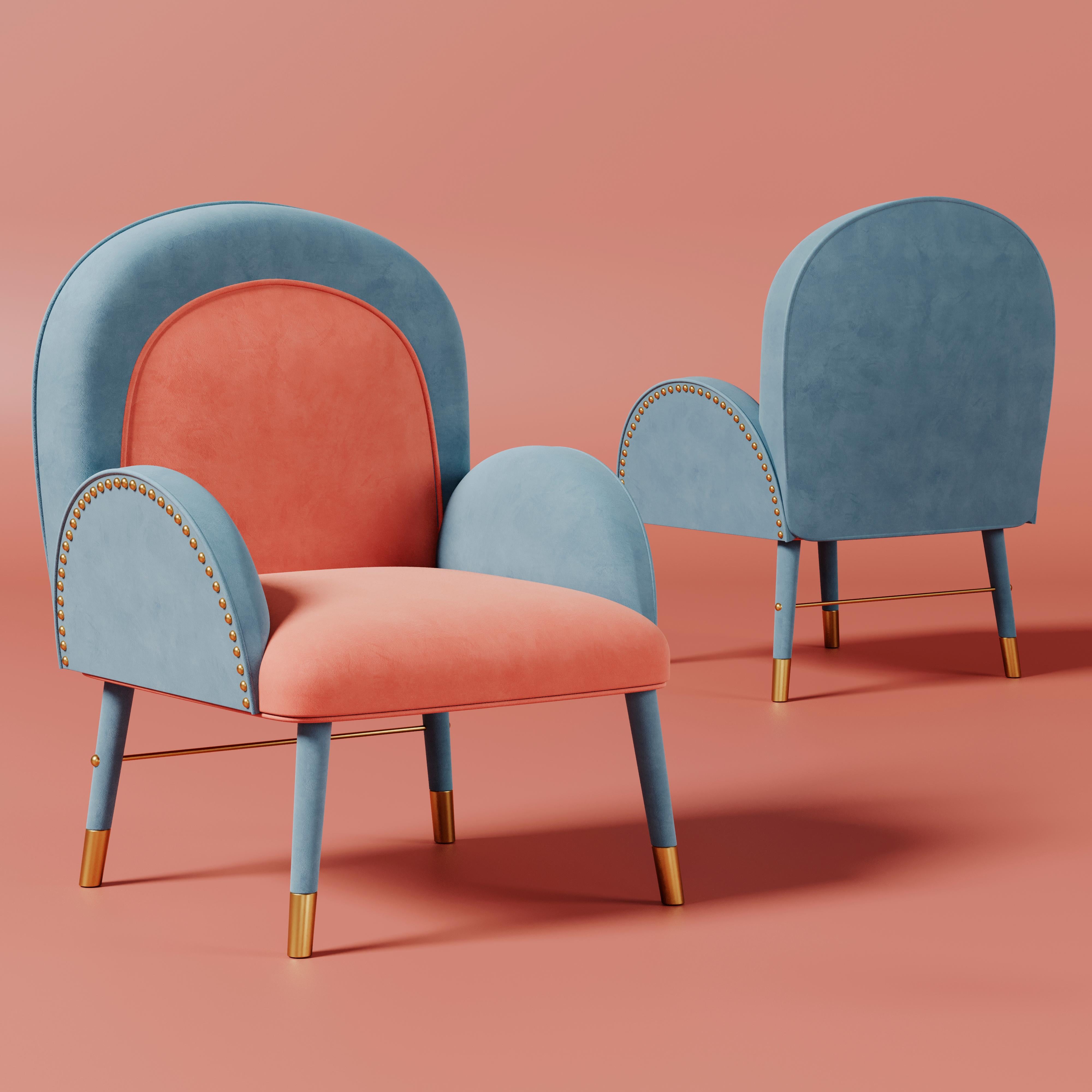 Contemporary 21st Century Karin Dining Chair Cotton Velvet Made in Portugal by Ottiu For Sale