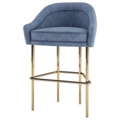 21st Century Katharina Bar Chair Cotton Velvet Brass