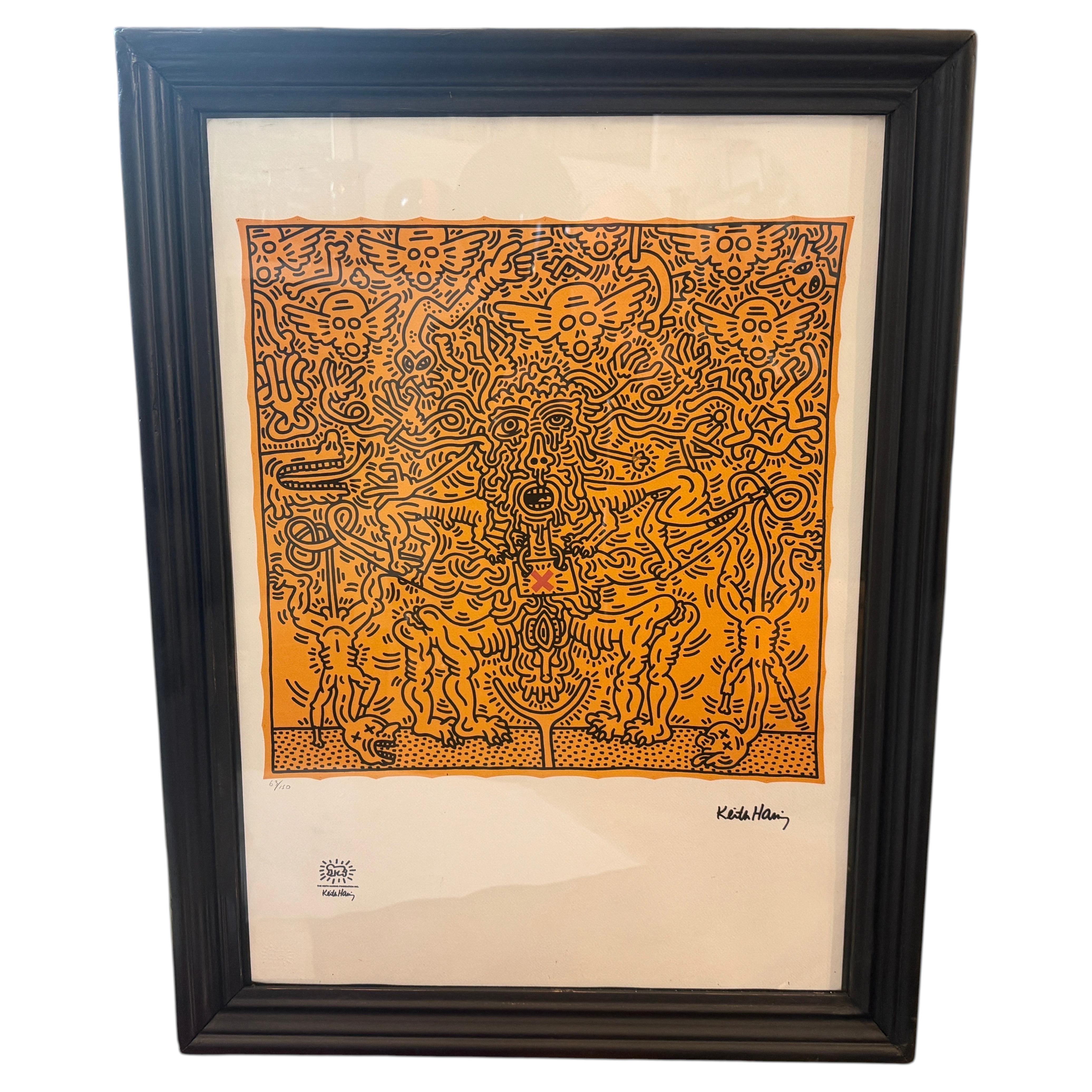 21st Century Keith Haring Pop art Framed 63/150 Untitled Lithography