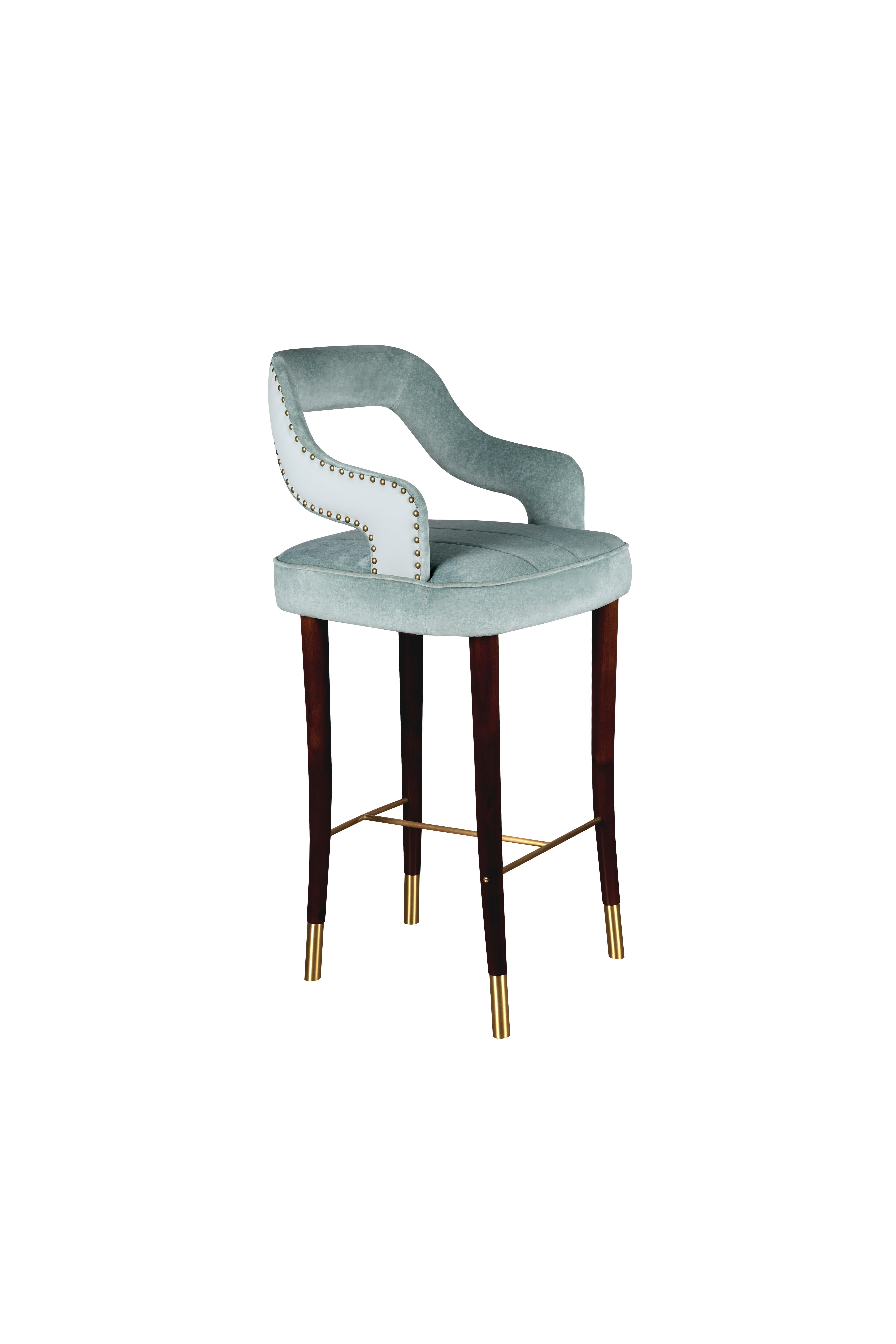 21st Century, Kelly Bar Chair Cotton Velvet Beechwood In New Condition For Sale In RIO TINTO, PT