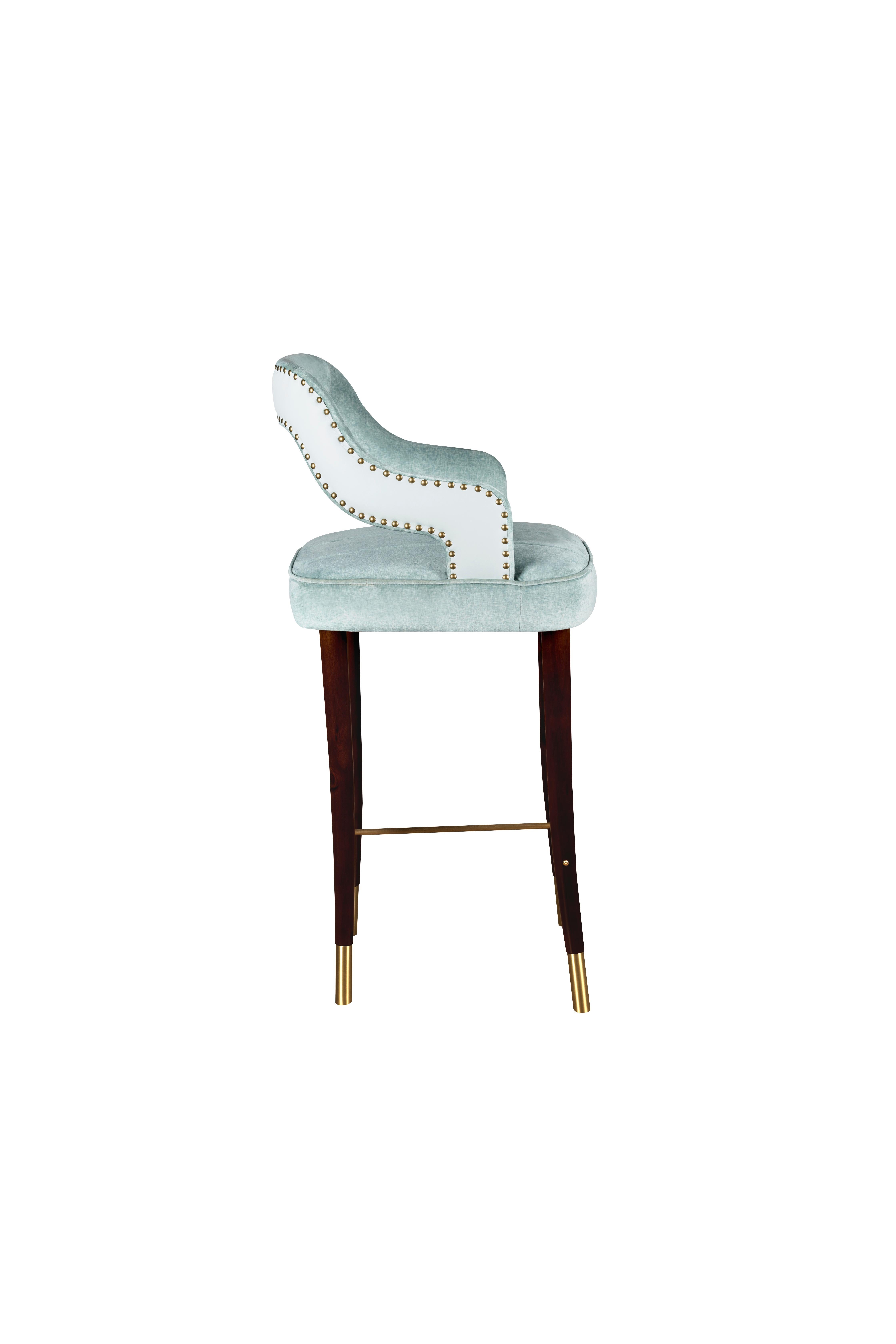 Contemporary 21st Century, Kelly Bar Chair Cotton Velvet Beechwood For Sale