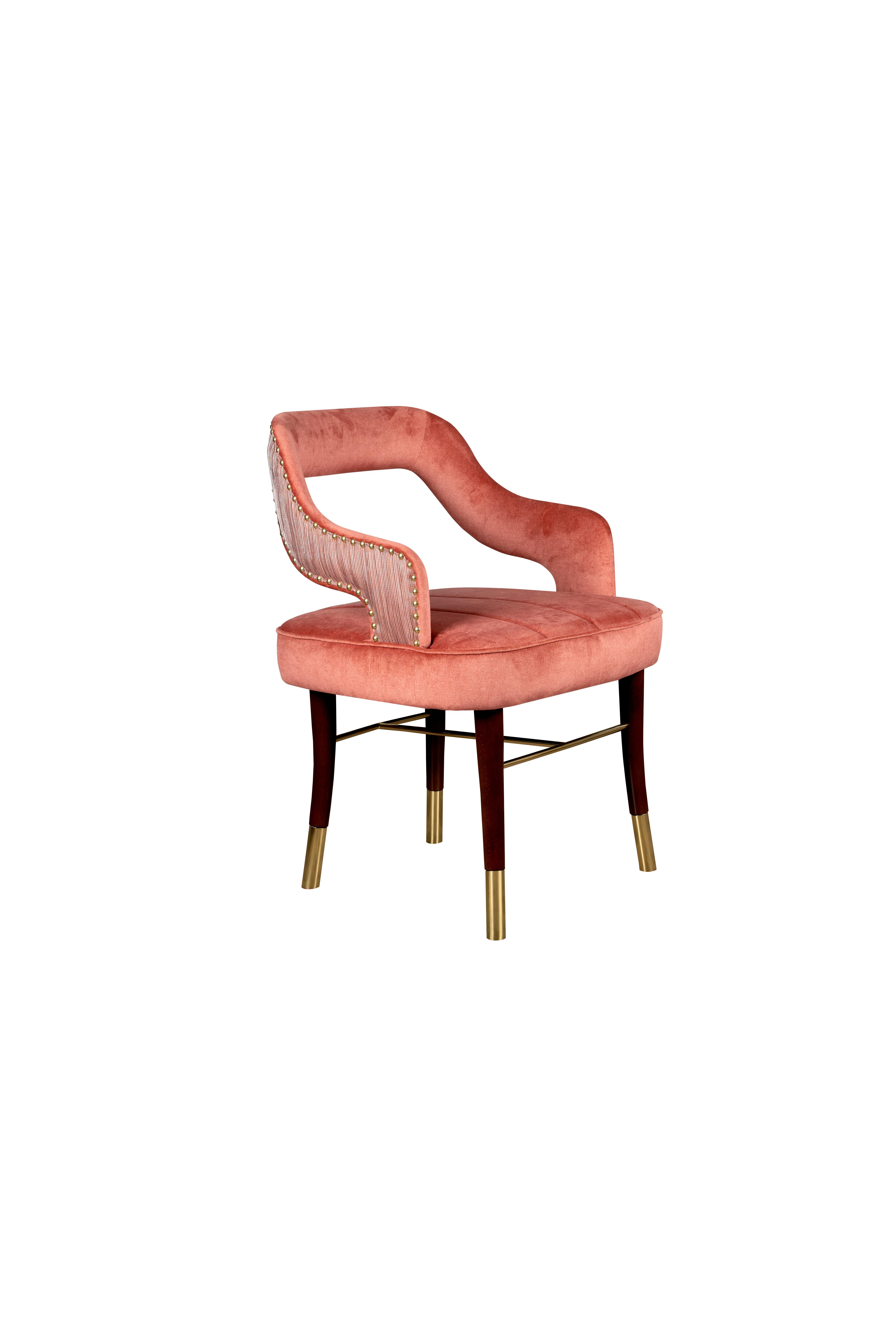 21st Century Kelly Dining Chair Velvet Beechwood In New Condition For Sale In RIO TINTO, PT