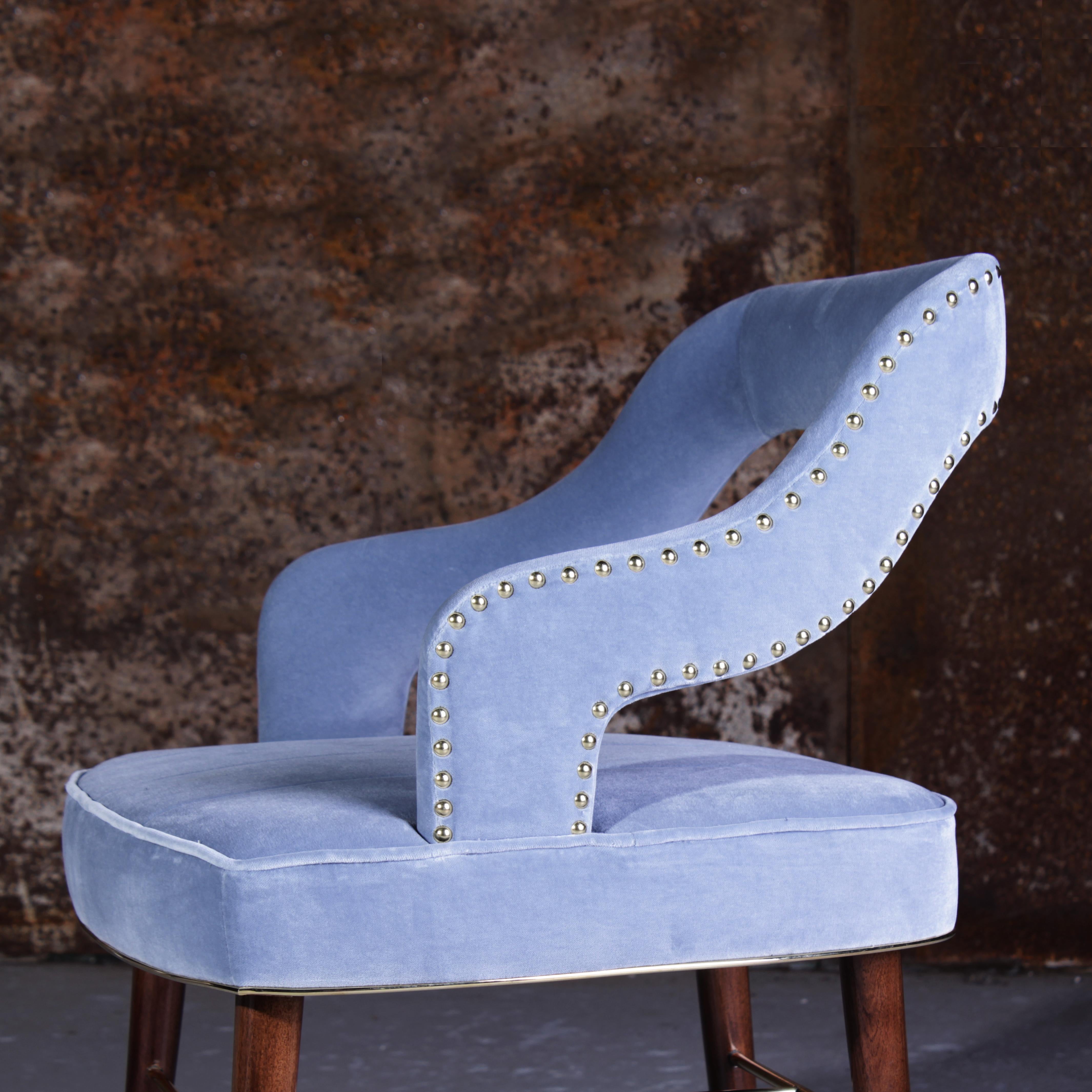 21st Century Kelly Dining Chair Velvet Made in Portugal by Ottiu For Sale 3