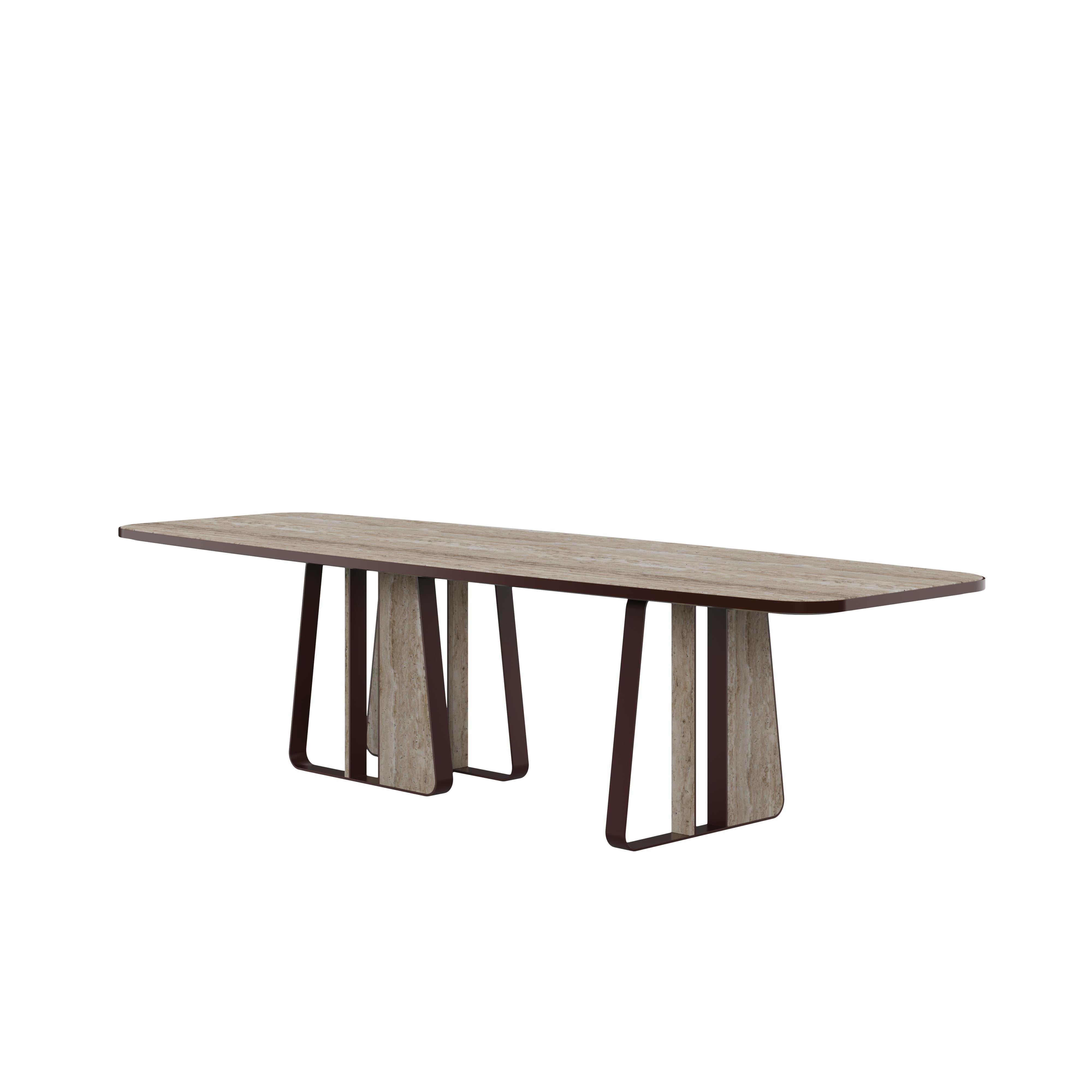 XXIe siècle et contemporain Table de salle à manger Kenai du 21e siècle en marbre et laiton. Fabriqué au Portugal par Porus Studio en vente
