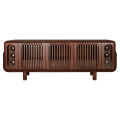 21st Century Kennedy Sideboard Walnut Wood Leather Brass by Wood Tailors
