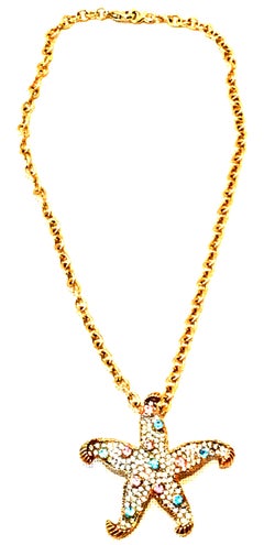 Kenneth J Lane, collier pendentif étoile de mer en or et cristal Swarovski, XXIe siècle